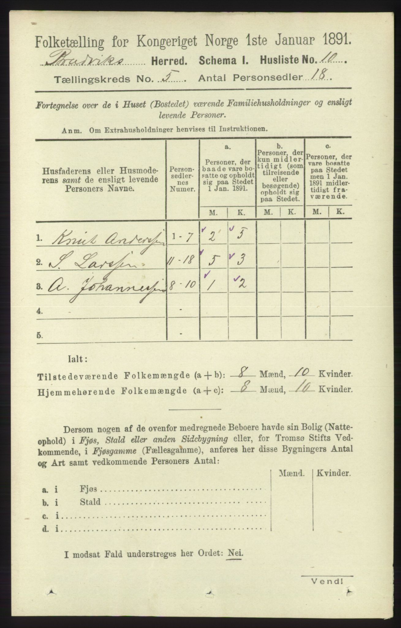 RA, 1891 census for 1251 Bruvik, 1891, p. 1229