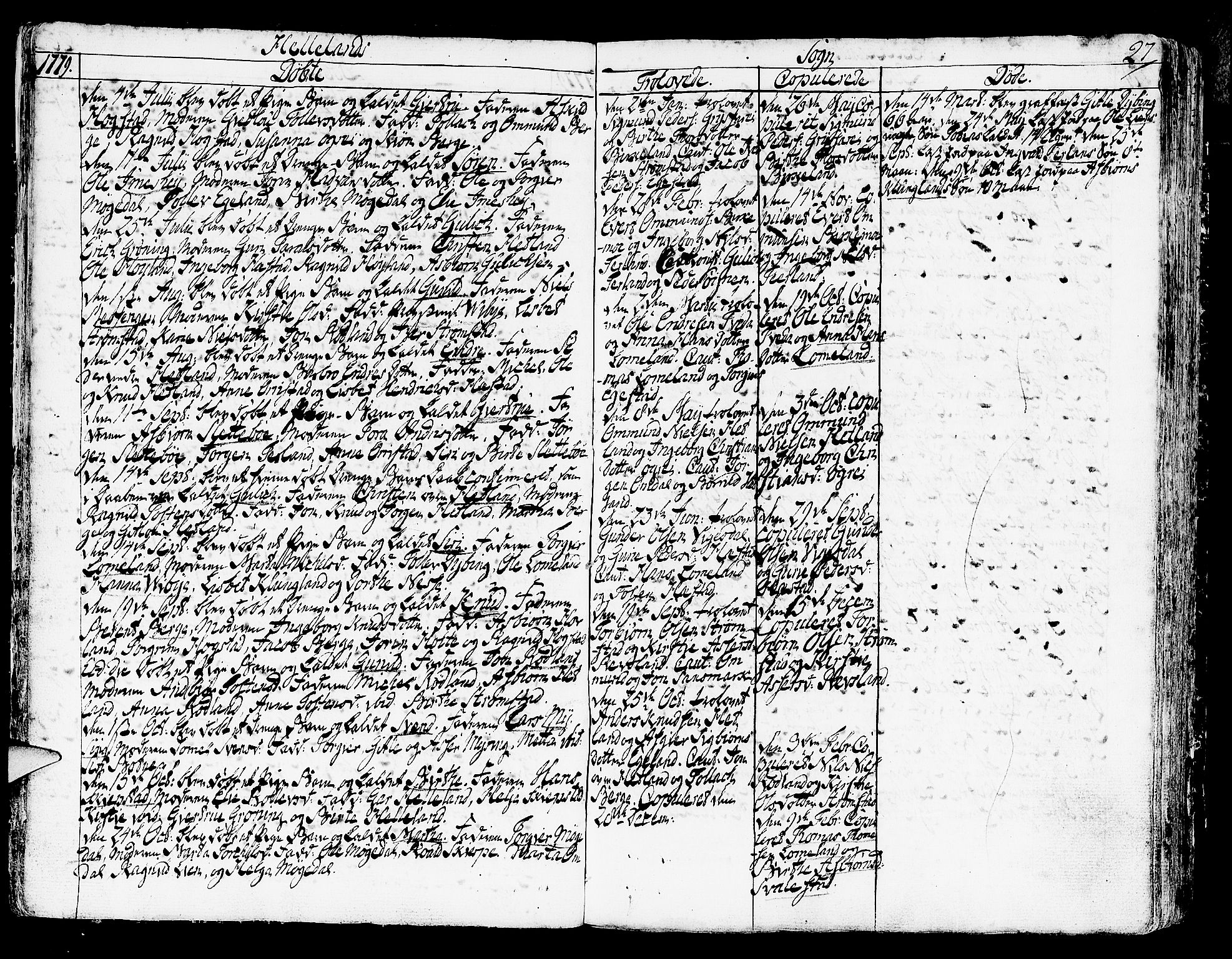 Helleland sokneprestkontor, AV/SAST-A-101810: Parish register (official) no. A 2 /1, 1762-1791, p. 27