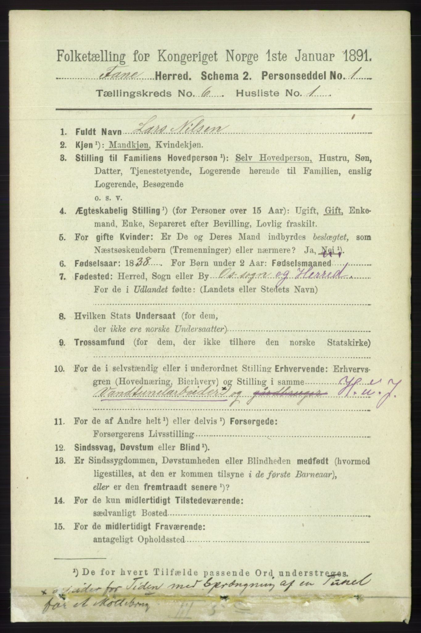 RA, 1891 census for 1249 Fana, 1891, p. 2560