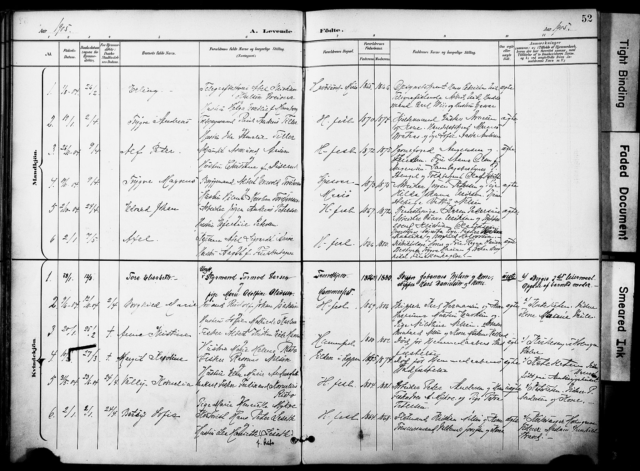Hammerfest sokneprestkontor, SATØ/S-1347/H/Ha/L0010.kirke: Parish register (official) no. 10, 1898-1905, p. 52