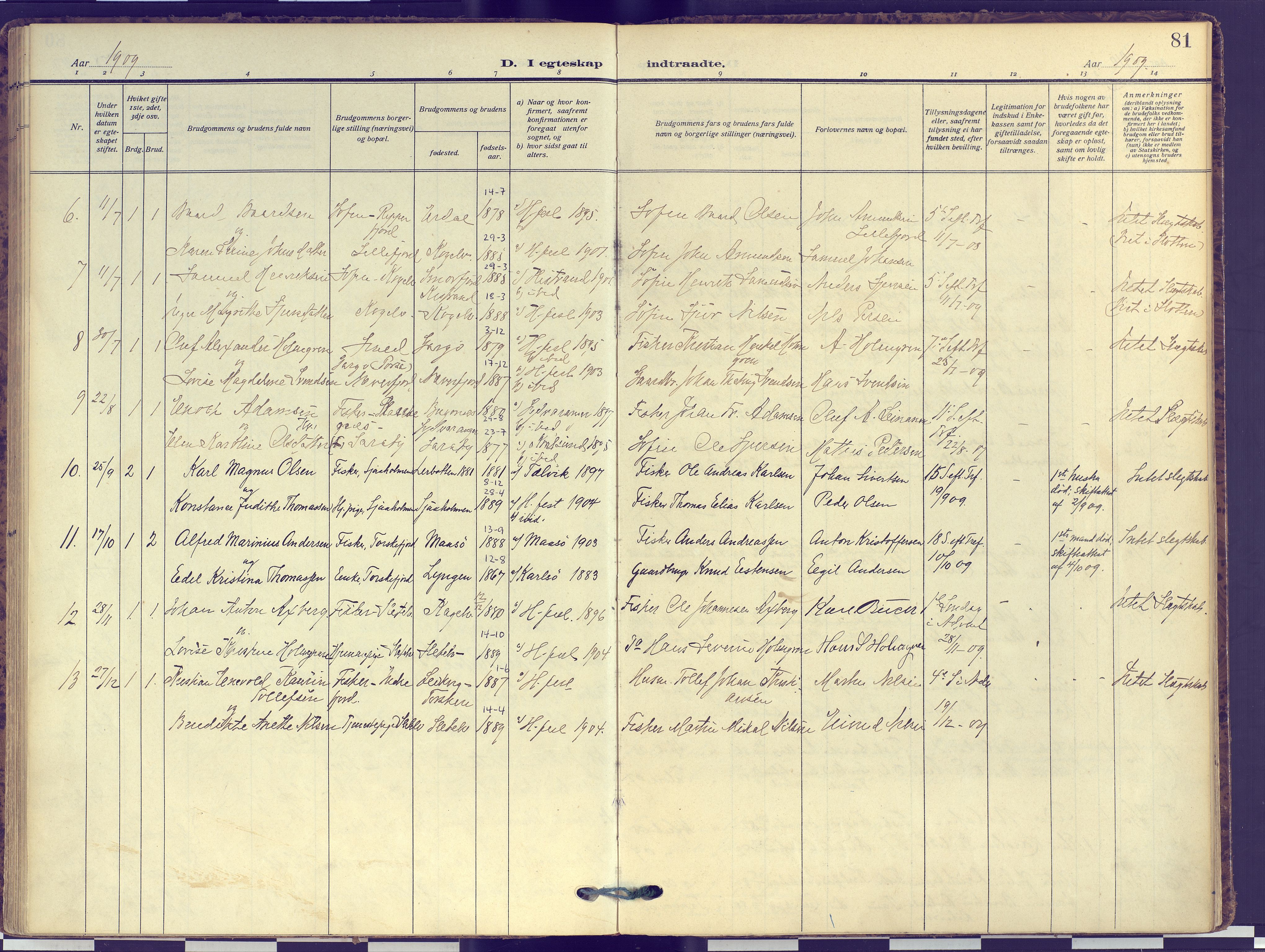 Hammerfest sokneprestkontor, SATØ/S-1347: Parish register (official) no. 16, 1908-1923, p. 81