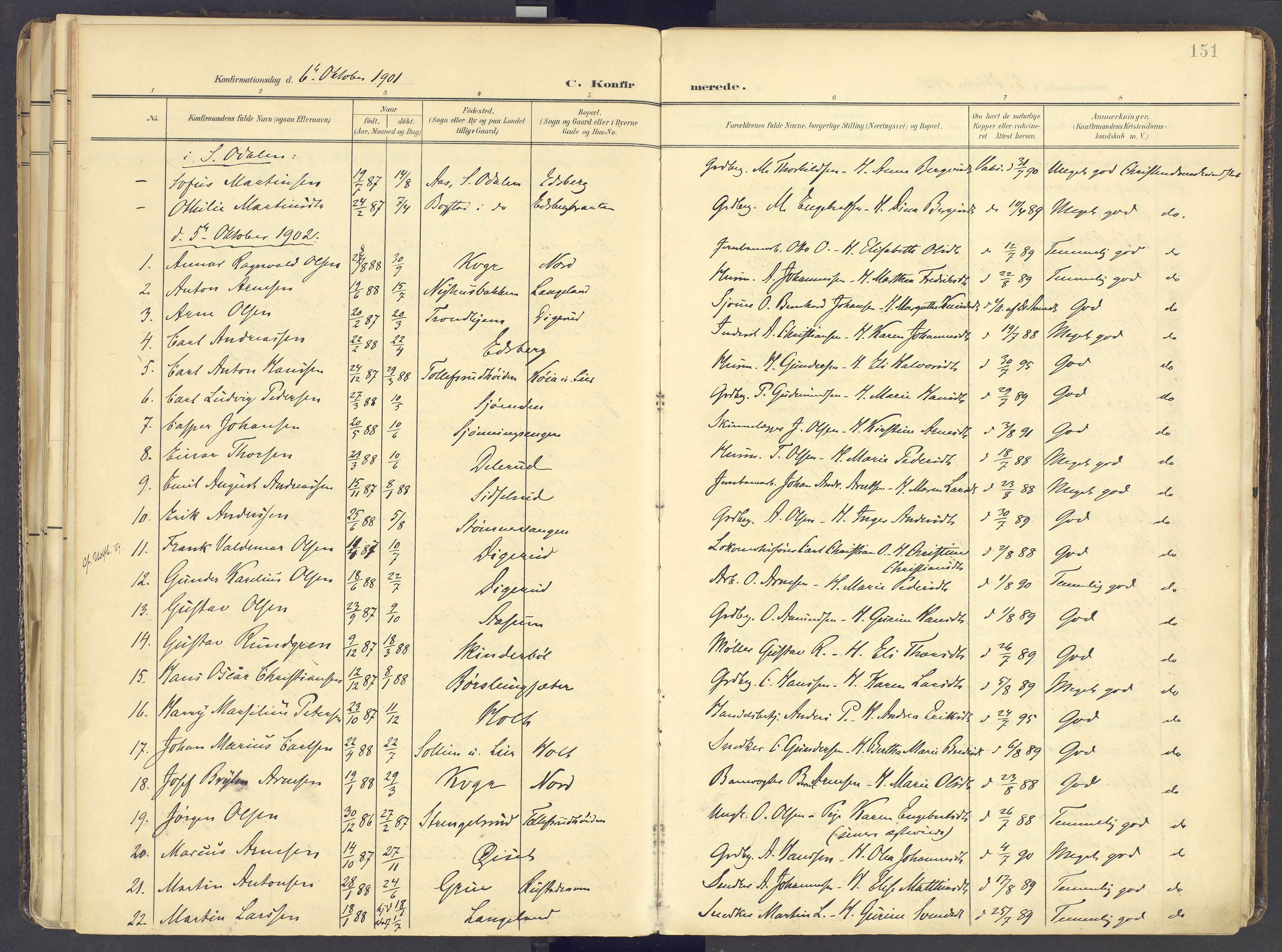 Vinger prestekontor, AV/SAH-PREST-024/H/Ha/Haa/L0017: Parish register (official) no. 17, 1901-1927, p. 151