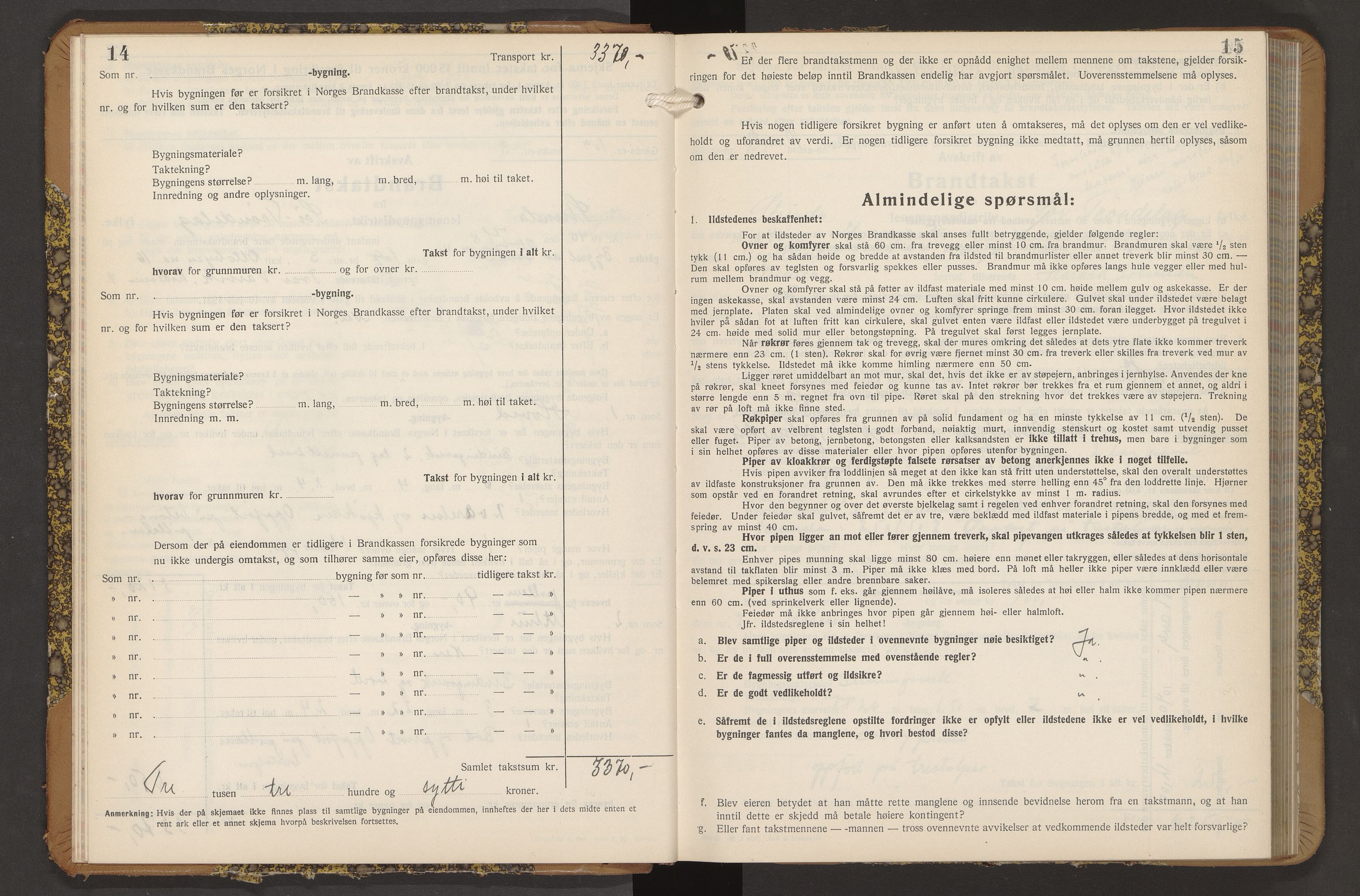 Norges Brannkasse Strinda, AV/SAT-A-5516/Fb/L0009: Branntakstprotokoll, 1940-1946, p. 14-15