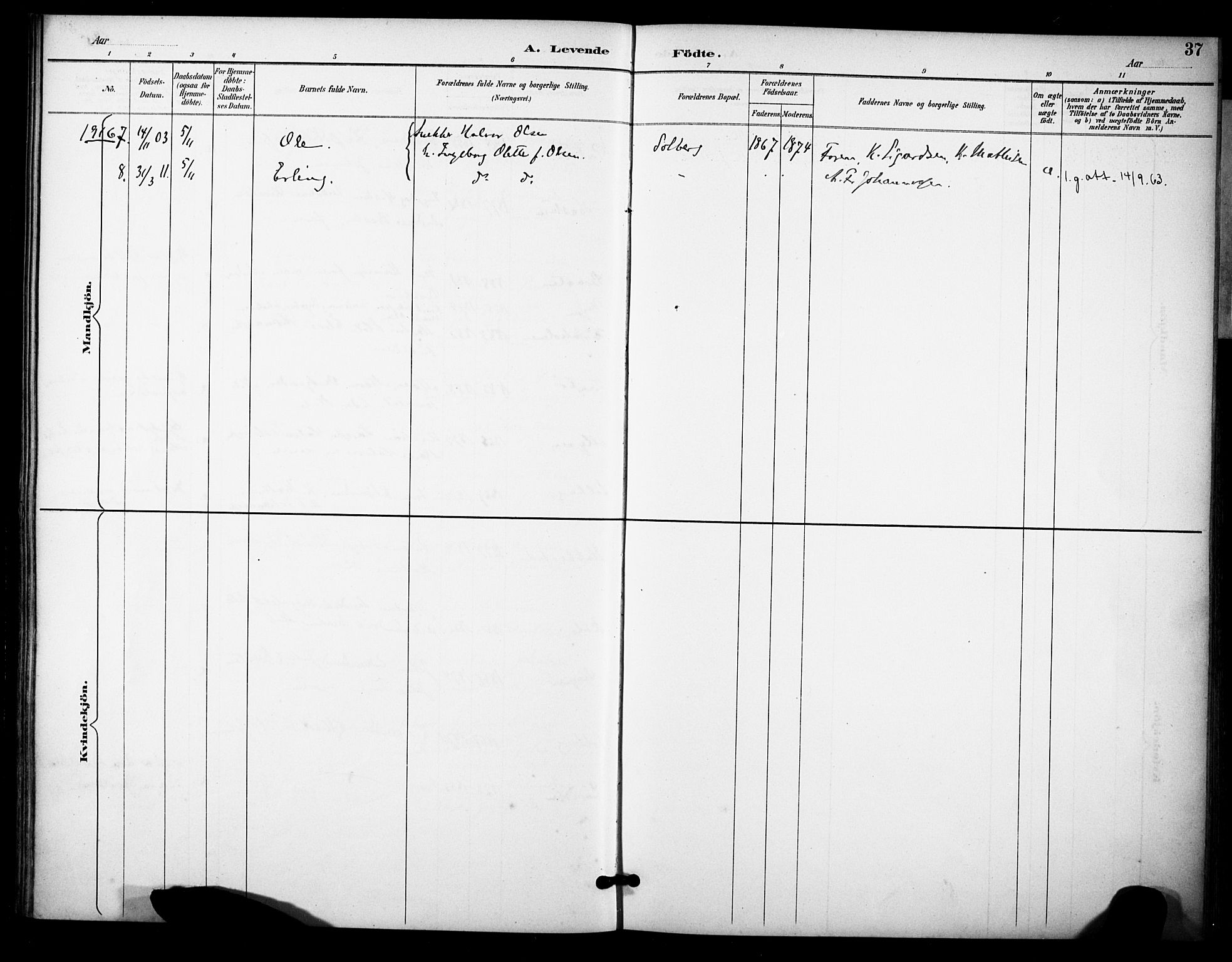 Skåtøy kirkebøker, SAKO/A-304/F/Fb/L0001: Parish register (official) no. II 1, 1892-1916, p. 37