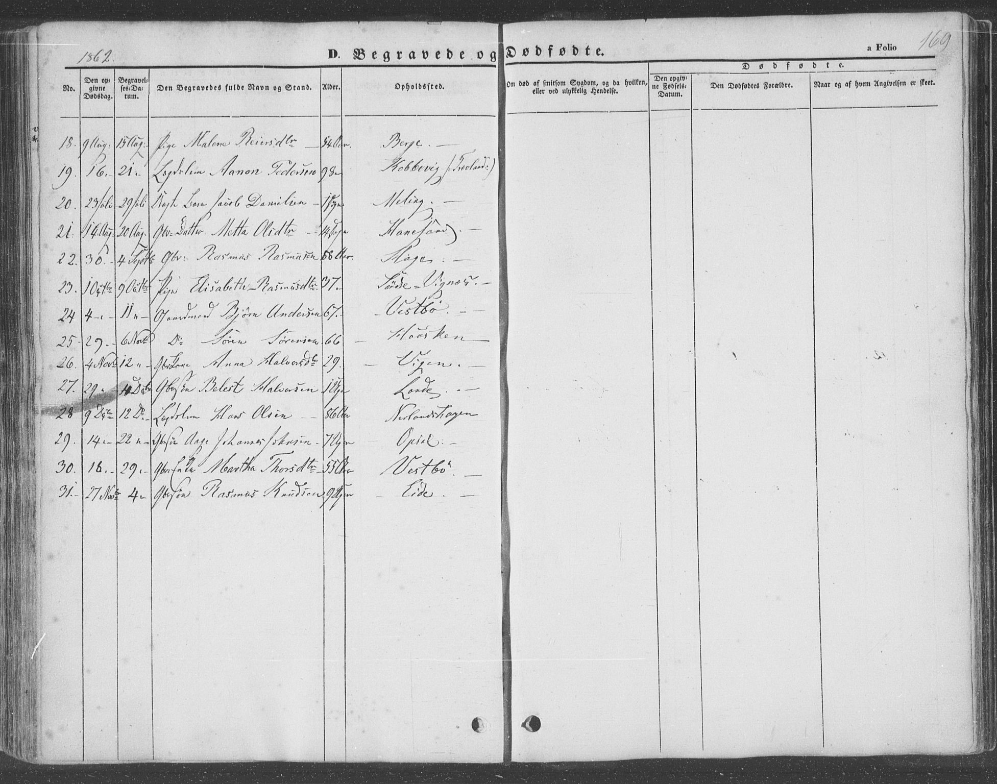 Finnøy sokneprestkontor, SAST/A-101825/H/Ha/Haa/L0007: Parish register (official) no. A 7, 1847-1862, p. 169