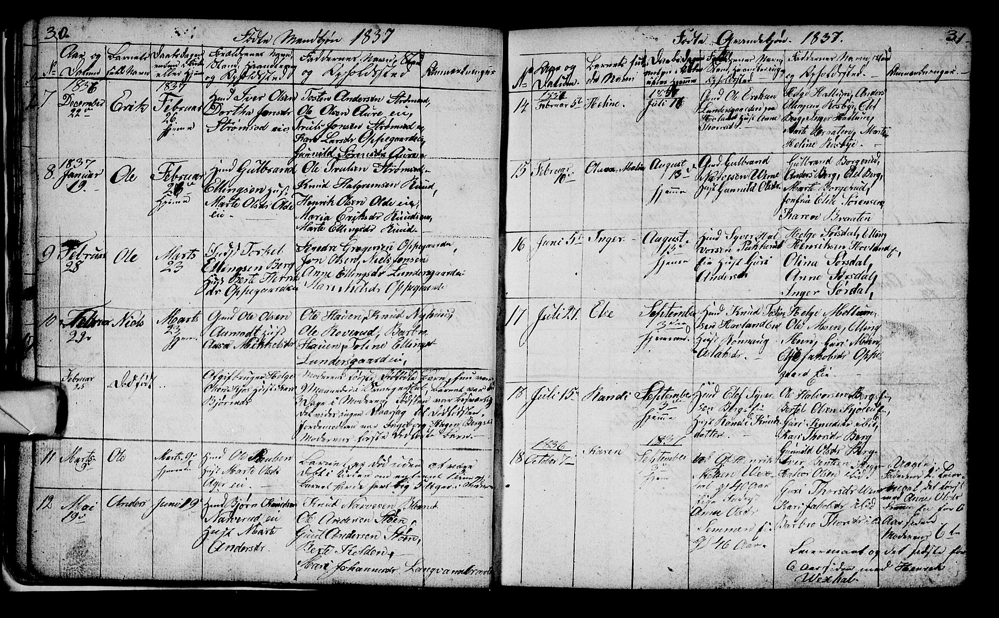 Lunder kirkebøker, SAKO/A-629/G/Ga/L0001: Parish register (copy) no. I 1, 1832-1849, p. 30-31