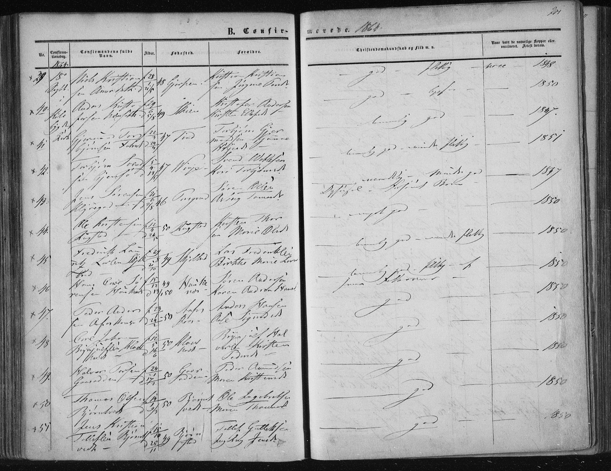 Solum kirkebøker, AV/SAKO-A-306/F/Fa/L0007: Parish register (official) no. I 7, 1856-1864, p. 201