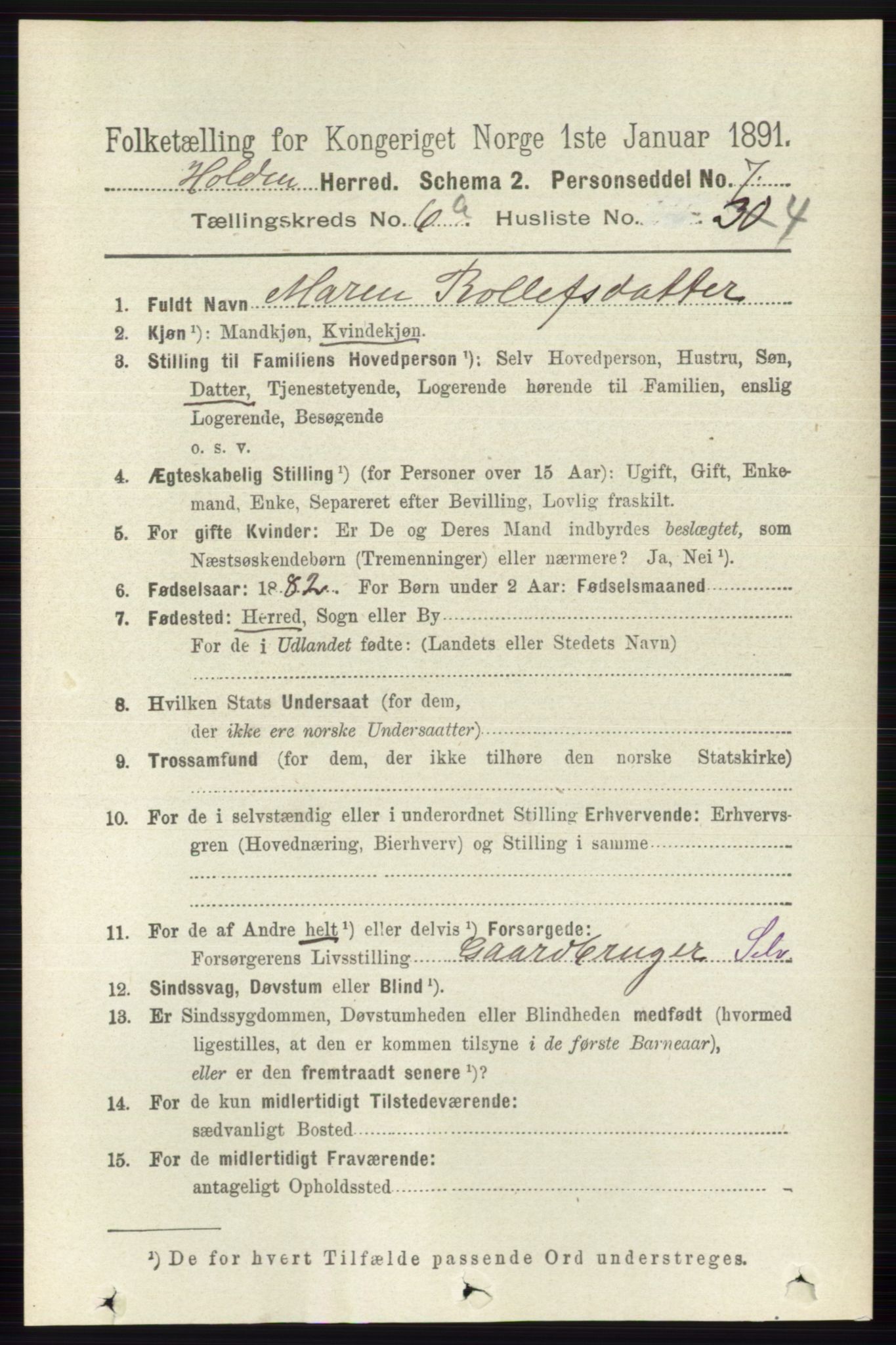 RA, 1891 census for 0819 Holla, 1891, p. 2886