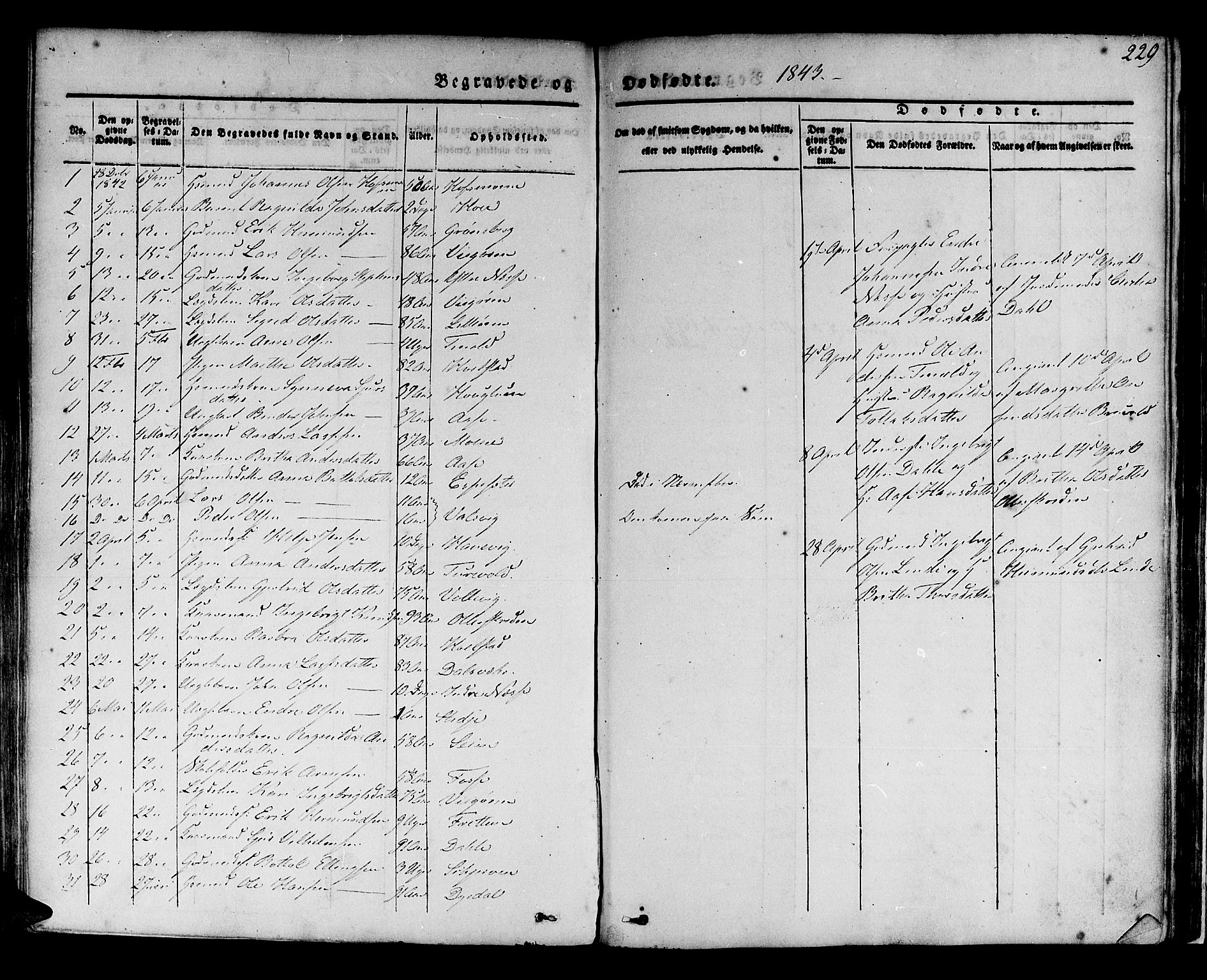 Vik sokneprestembete, AV/SAB-A-81501/H/Haa/Haaa/L0007: Parish register (official) no. A 7, 1831-1845, p. 229