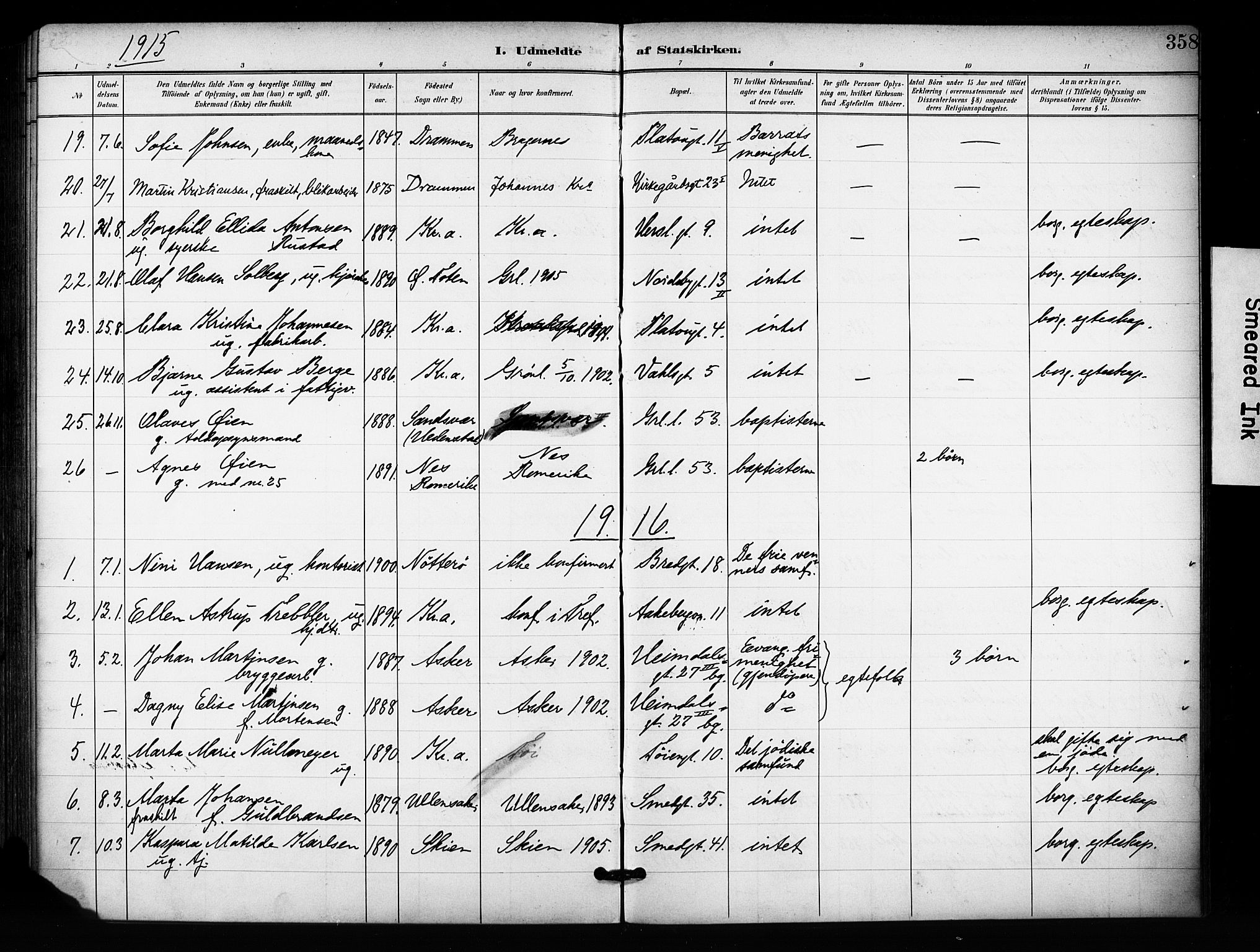 Grønland prestekontor Kirkebøker, SAO/A-10848/F/Fa/L0015: Parish register (official) no. 15, 1899-1919, p. 358