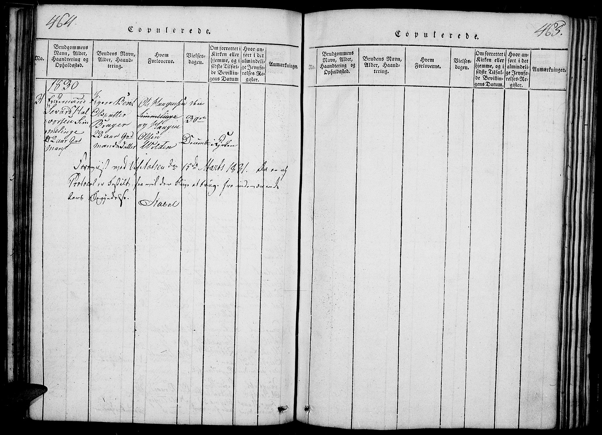 Slidre prestekontor, AV/SAH-PREST-134/H/Ha/Haa/L0002: Parish register (official) no. 2, 1814-1830, p. 464-465