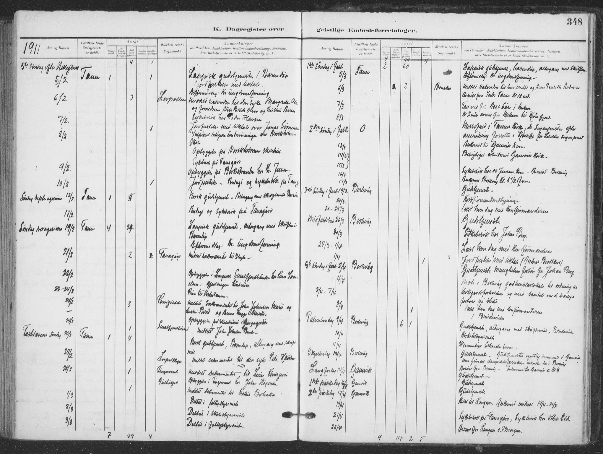 Tana sokneprestkontor, SATØ/S-1334/H/Ha/L0007kirke: Parish register (official) no. 7, 1904-1918, p. 348