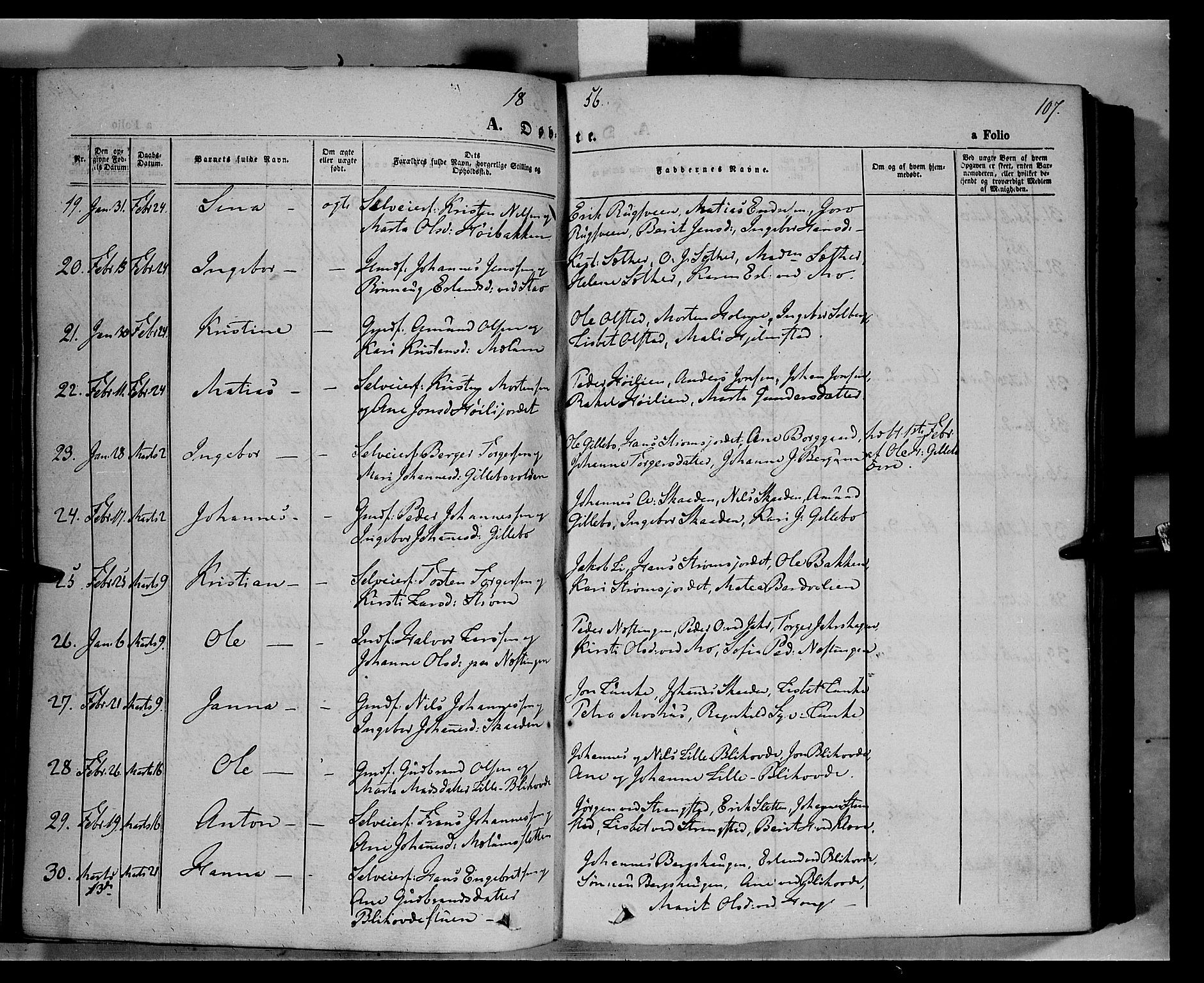 Øyer prestekontor, AV/SAH-PREST-084/H/Ha/Haa/L0005: Parish register (official) no. 5, 1842-1857, p. 107