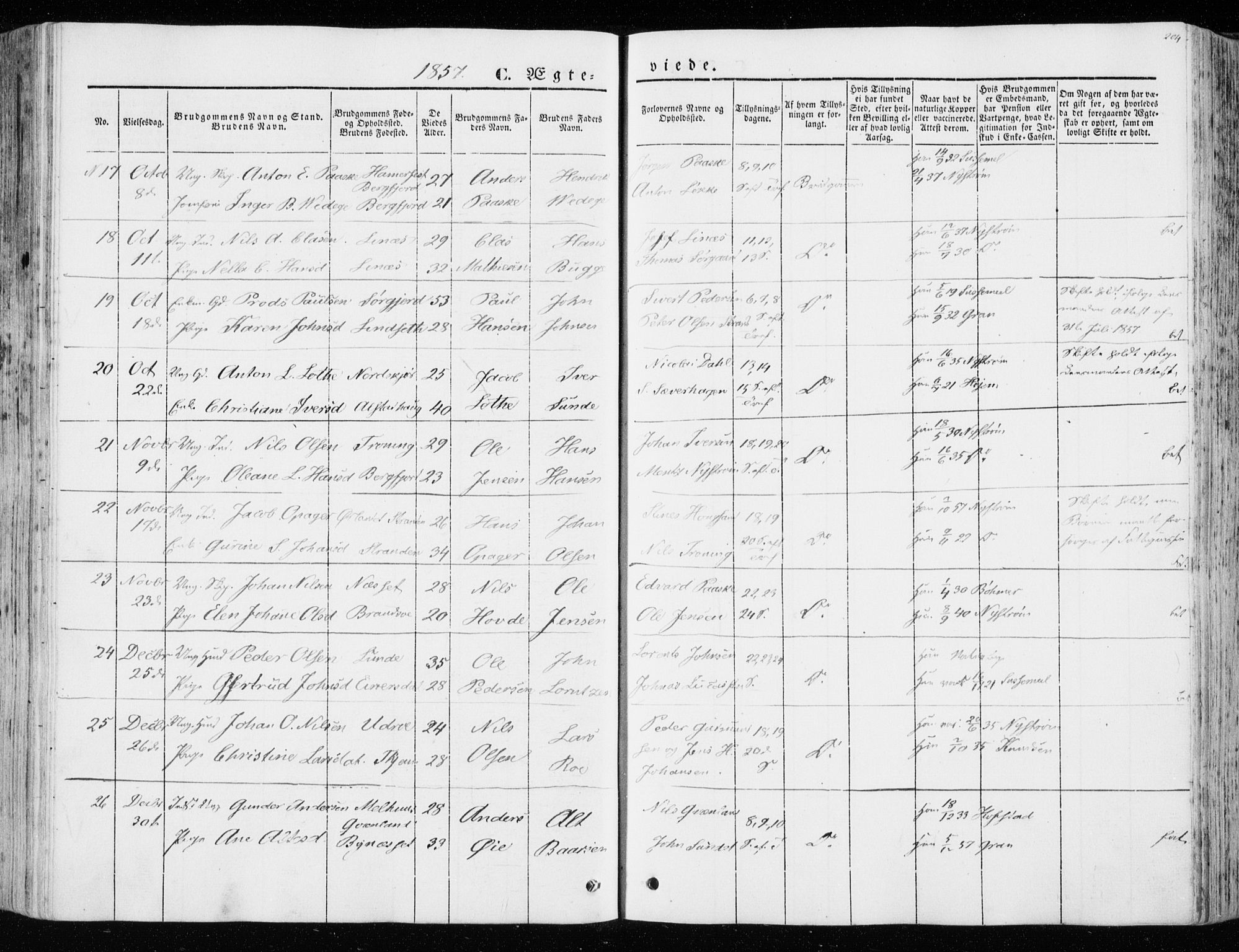 Ministerialprotokoller, klokkerbøker og fødselsregistre - Sør-Trøndelag, AV/SAT-A-1456/657/L0704: Parish register (official) no. 657A05, 1846-1857, p. 204