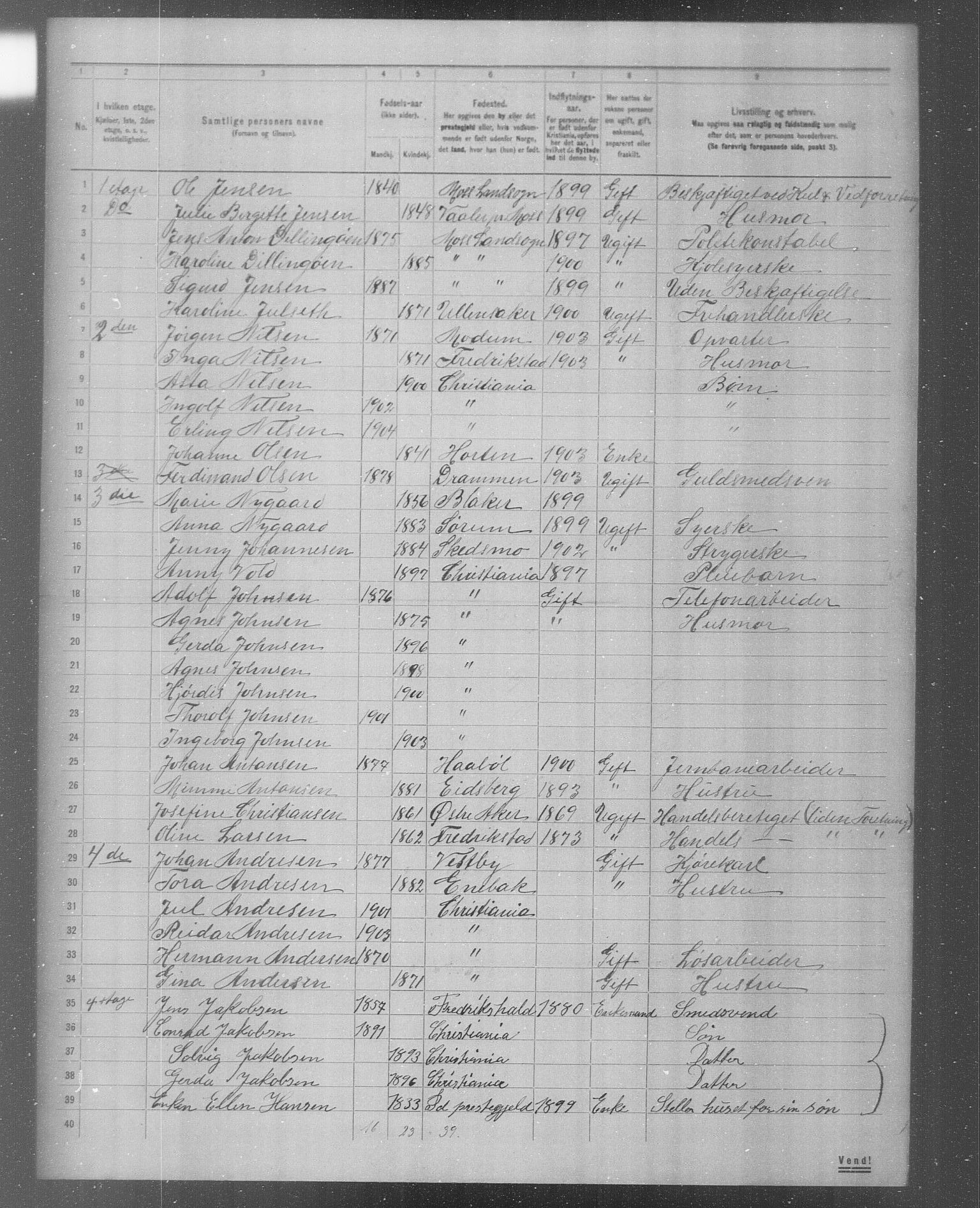 OBA, Municipal Census 1904 for Kristiania, 1904, p. 3980