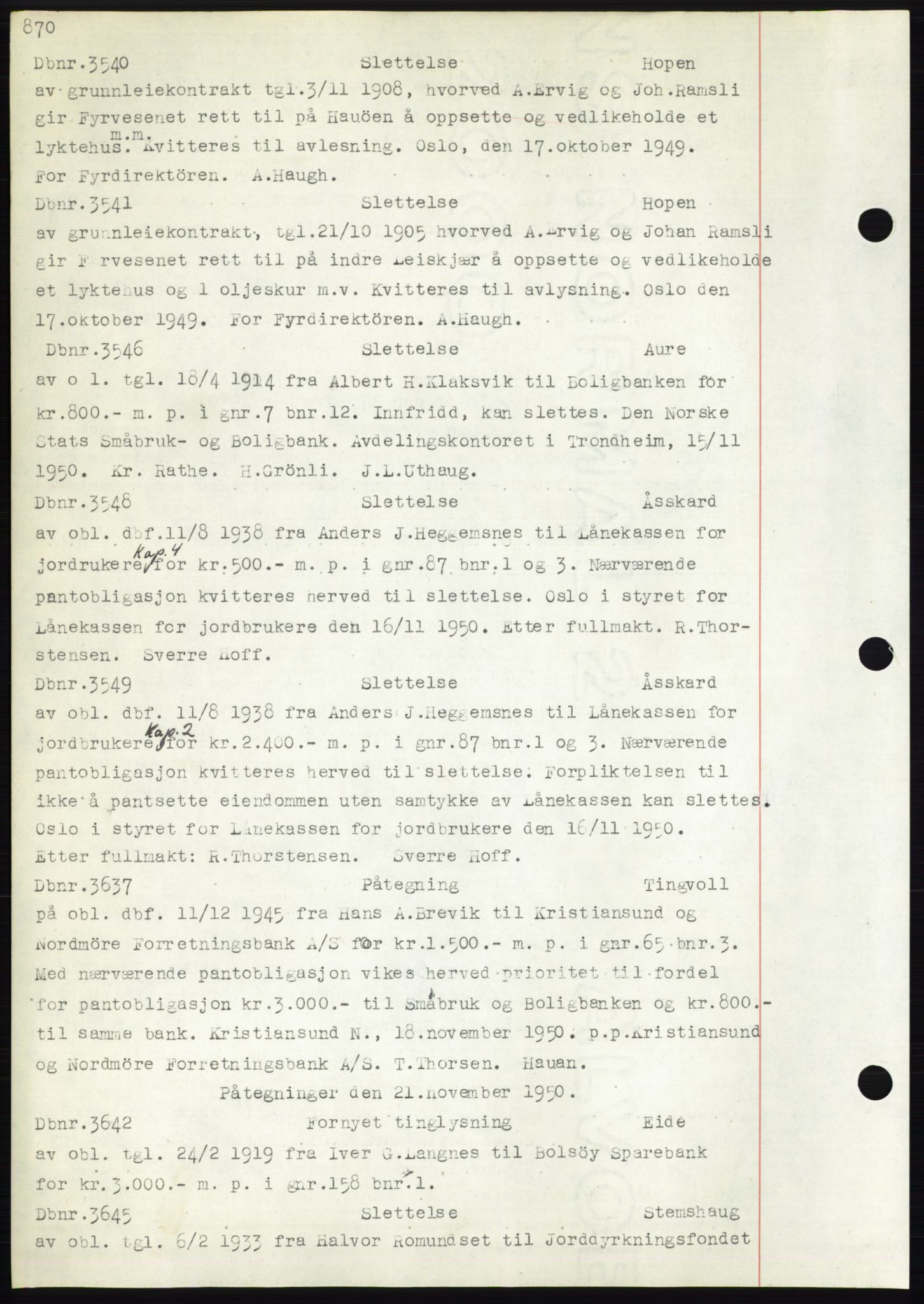 Nordmøre sorenskriveri, AV/SAT-A-4132/1/2/2Ca: Mortgage book no. C82b, 1946-1951, Diary no: : 3540/1950