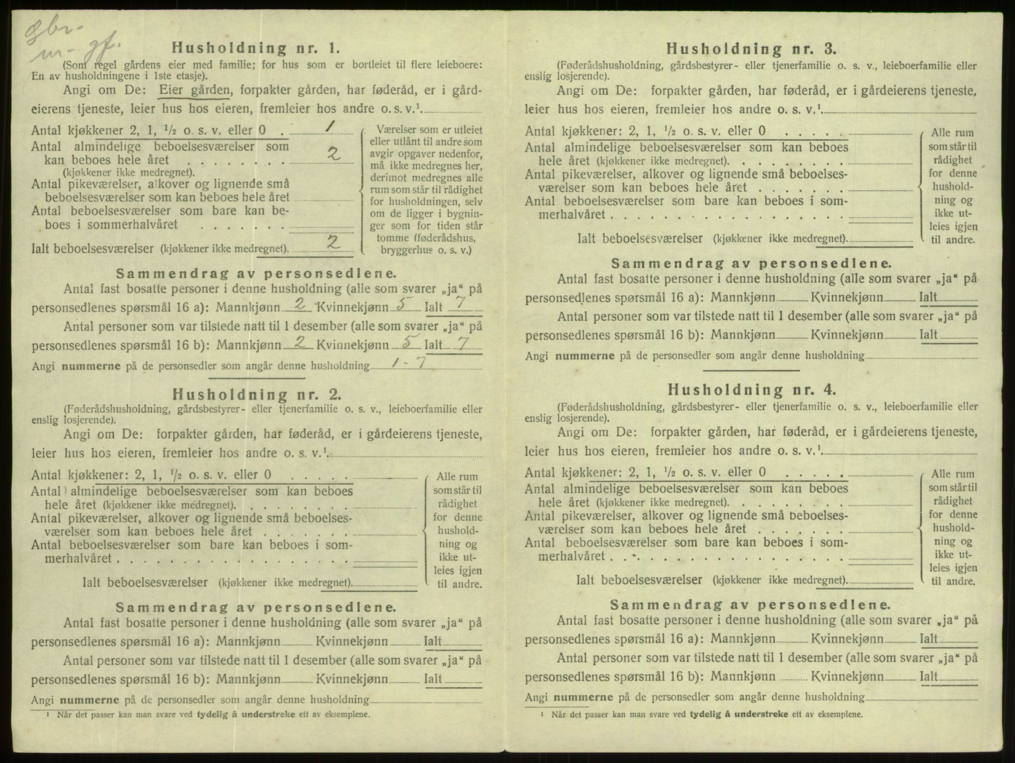 SAB, 1920 census for Hornindal, 1920, p. 310