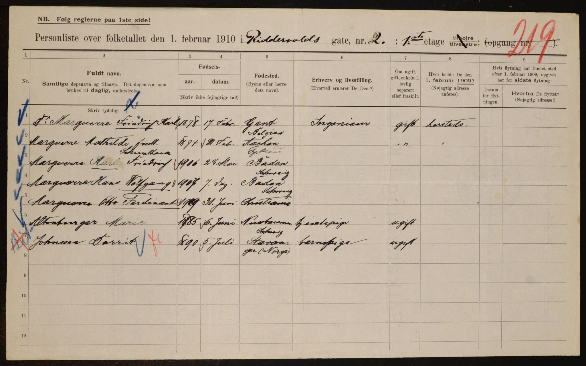 OBA, Municipal Census 1910 for Kristiania, 1910, p. 79371