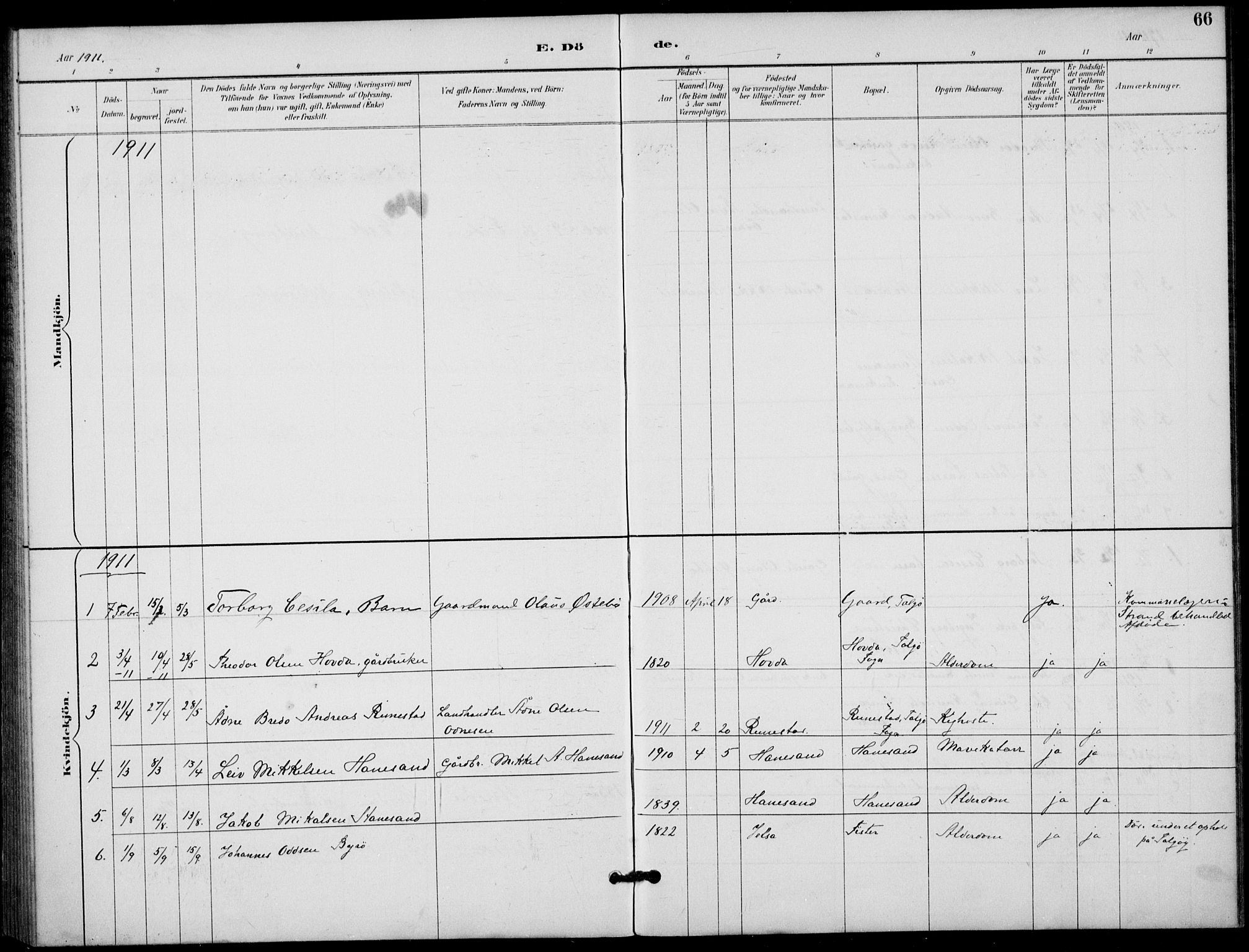 Finnøy sokneprestkontor, SAST/A-101825/H/Ha/Haa/L0012: Parish register (official) no. A 12, 1889-1917, p. 66