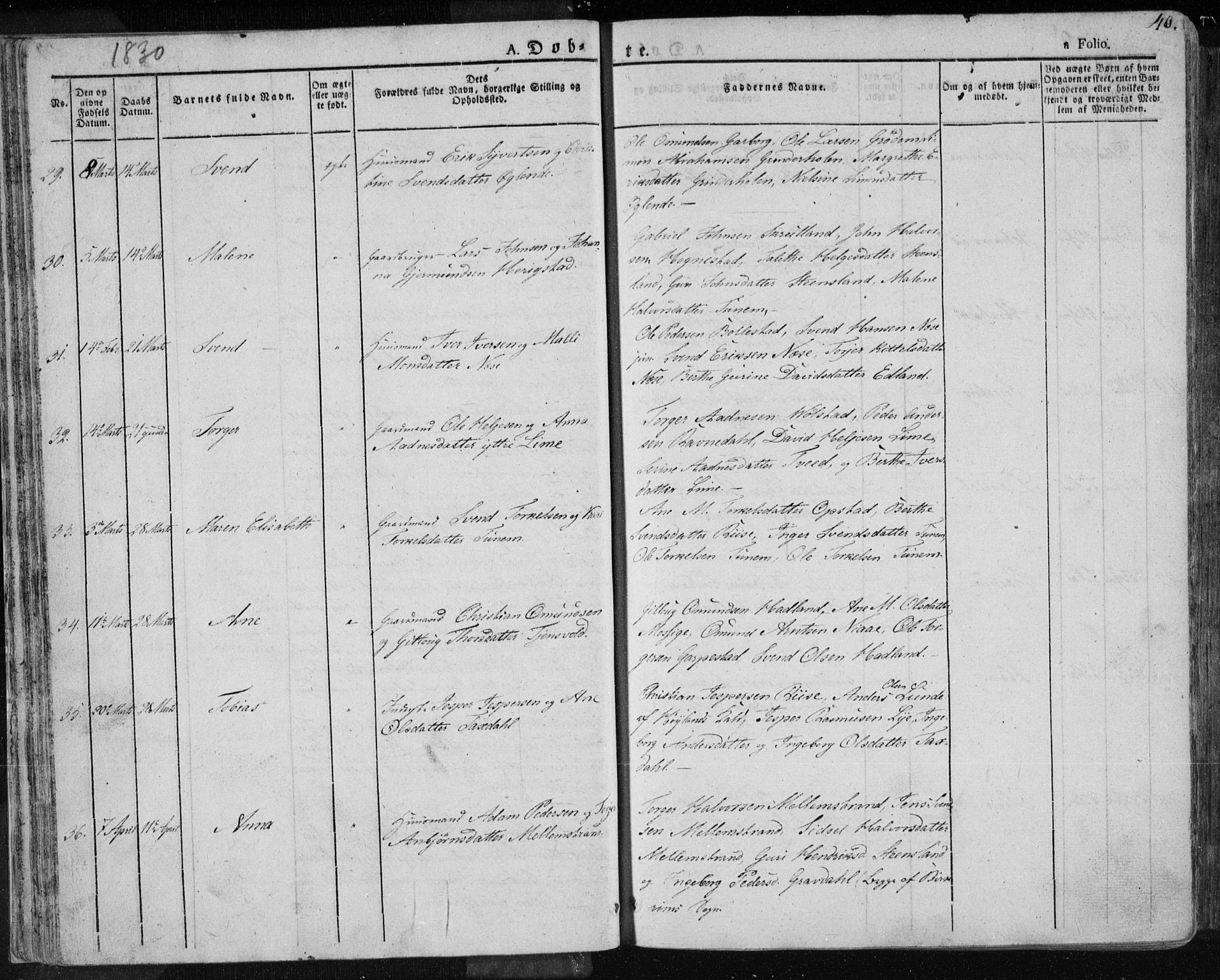 Lye sokneprestkontor, AV/SAST-A-101794/001/30BA/L0004: Parish register (official) no. A 4, 1826-1841, p. 40