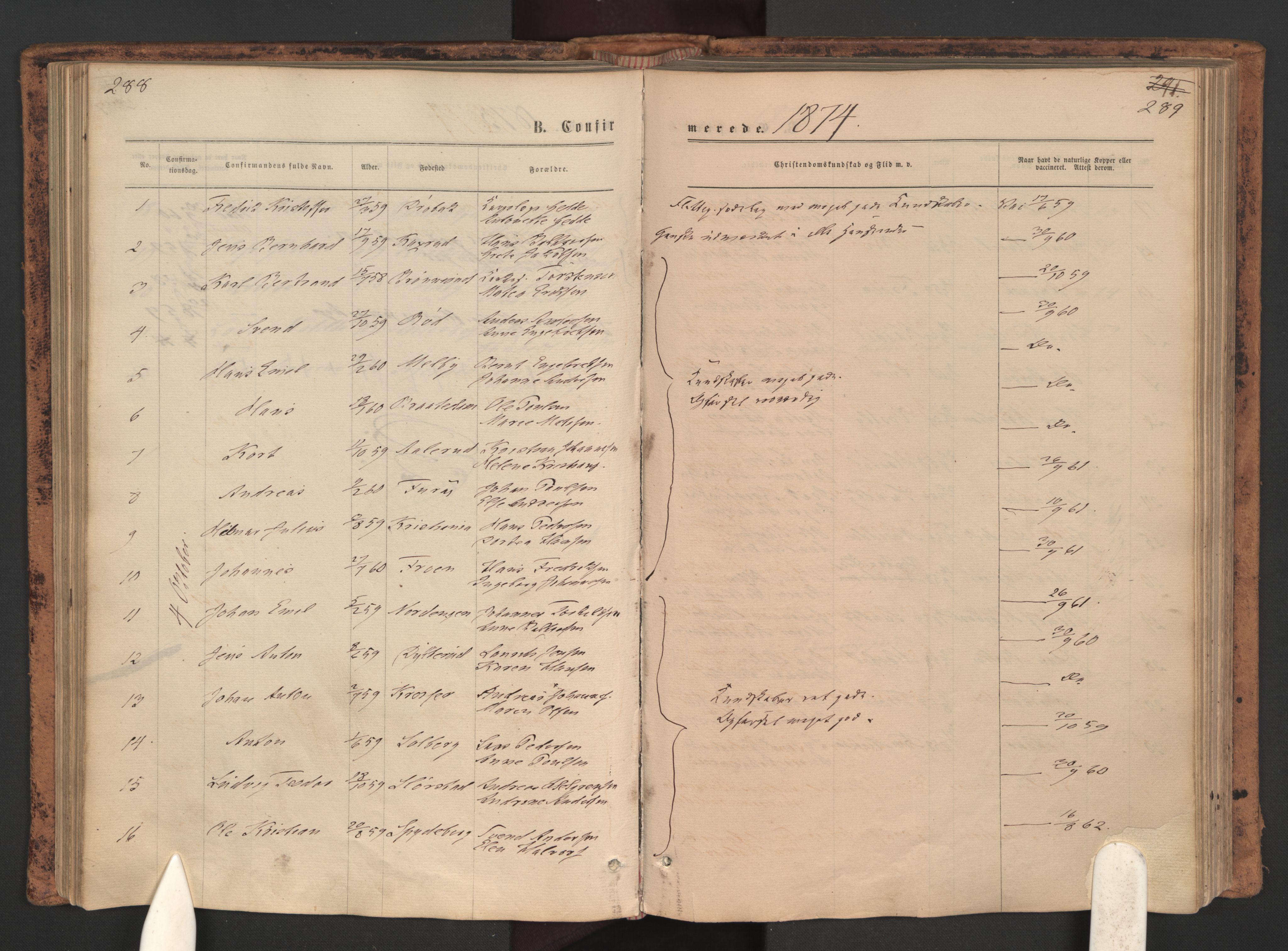 Ås prestekontor Kirkebøker, AV/SAO-A-10894/F/Fa/L0008: Parish register (official) no. I 8, 1871-1880, p. 288-289