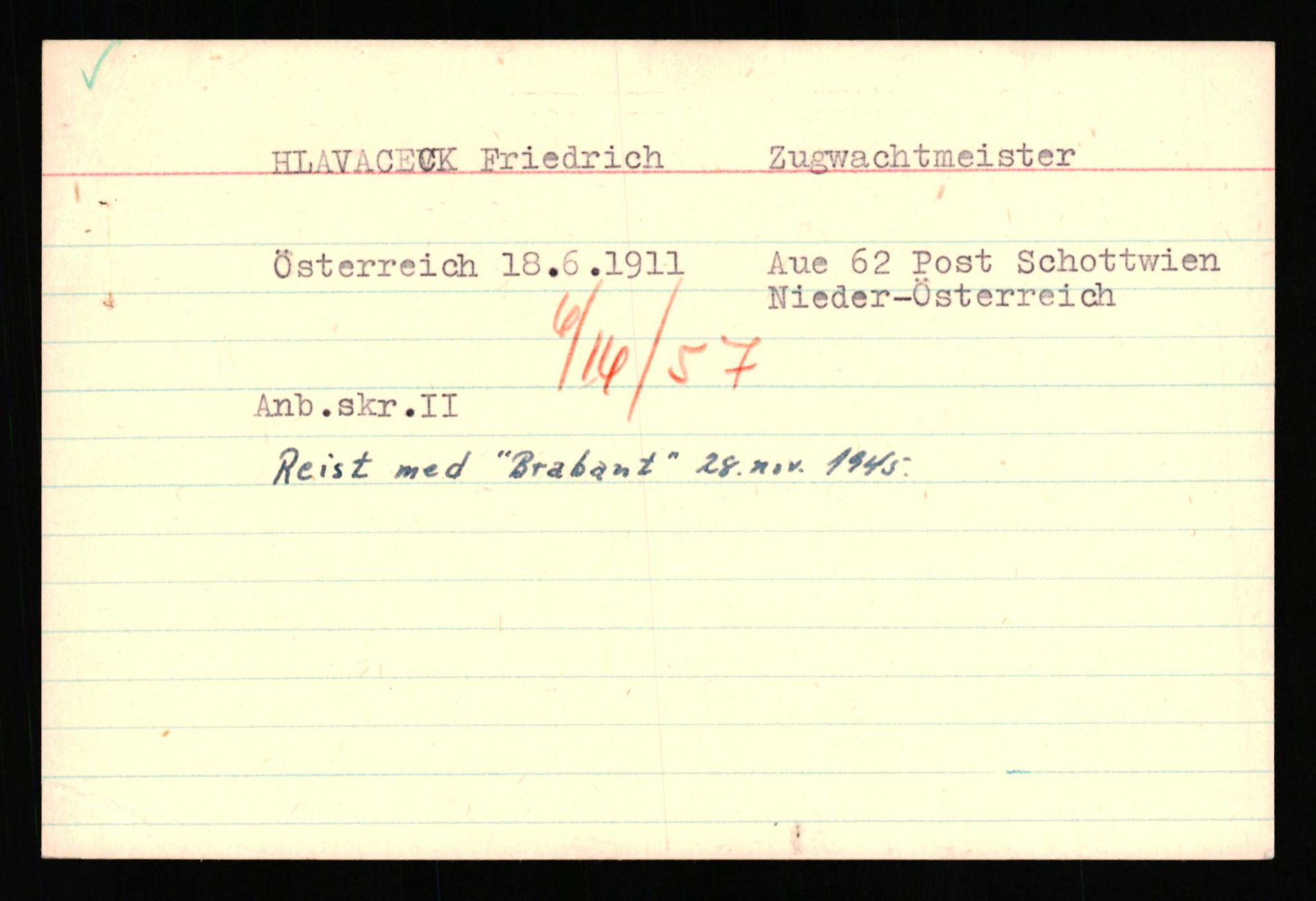 Forsvaret, Forsvarets overkommando II, AV/RA-RAFA-3915/D/Db/L0038: CI Questionaires. Tyske okkupasjonsstyrker i Norge. Østerrikere., 1945-1946, p. 439