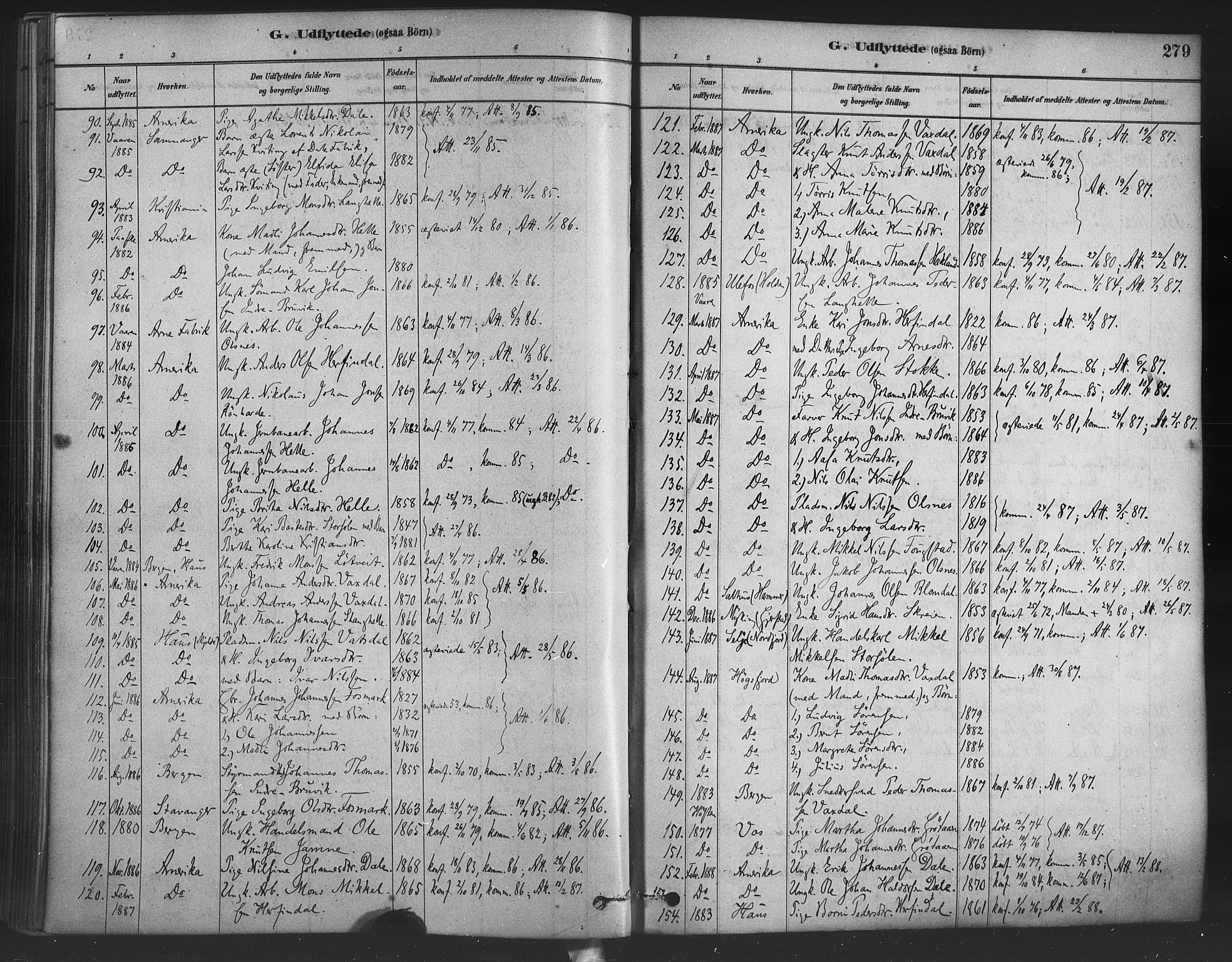 Bruvik Sokneprestembete, SAB/A-74701/H/Haa: Parish register (official) no. B 1, 1878-1904, p. 279