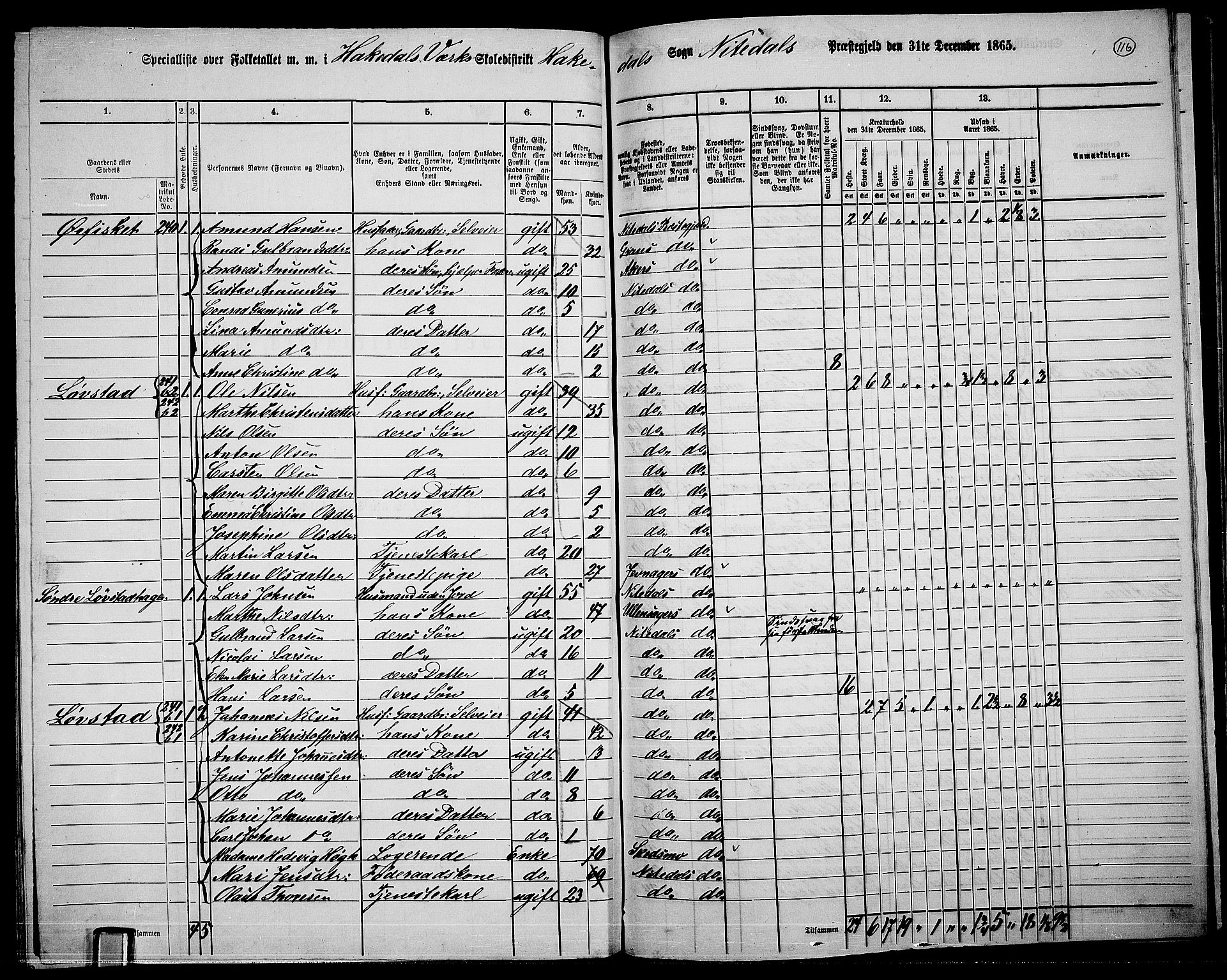 RA, 1865 census for Nittedal, 1865, p. 97