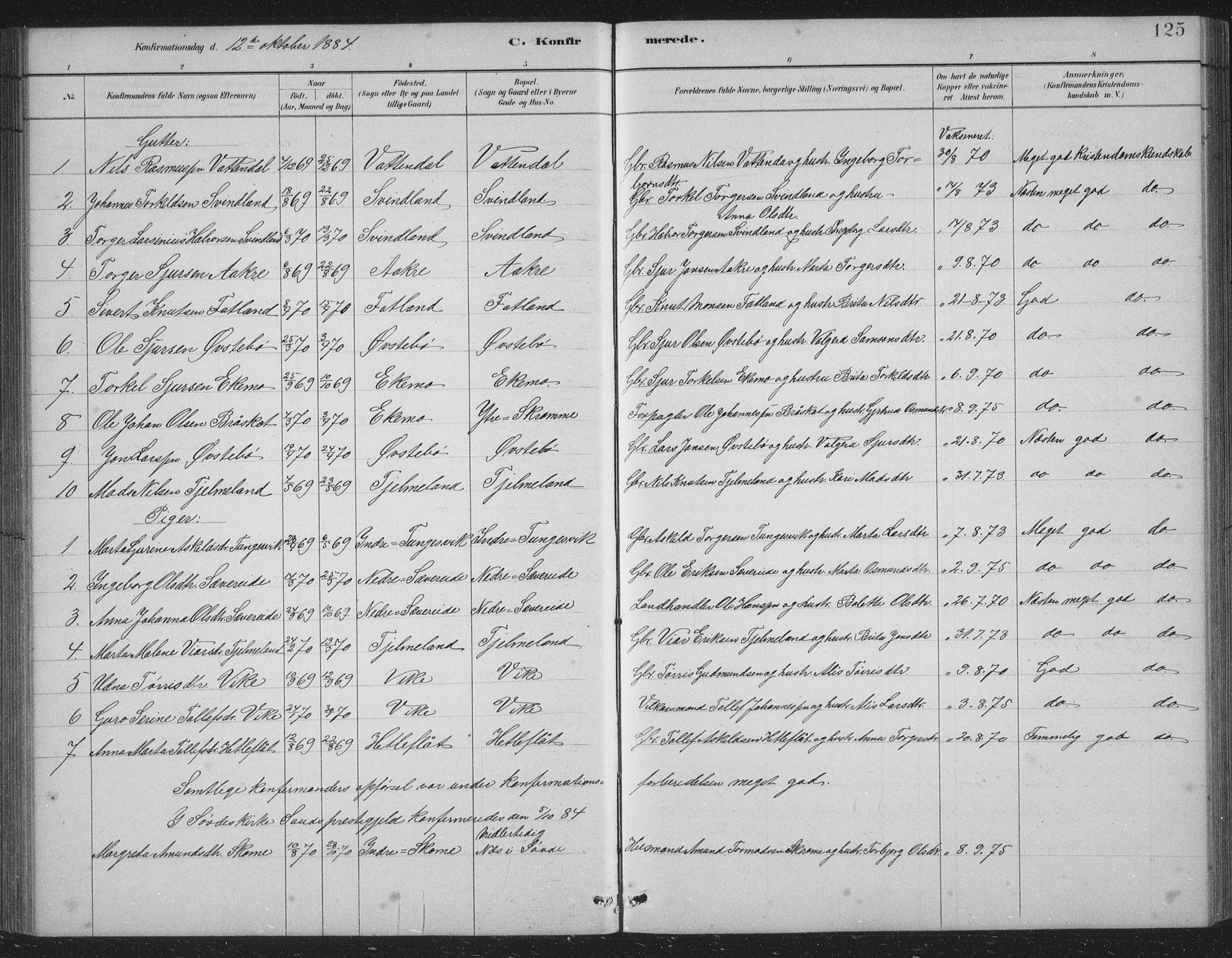 Skånevik sokneprestembete, SAB/A-77801/H/Hab: Parish register (copy) no. B 2, 1881-1920, p. 125