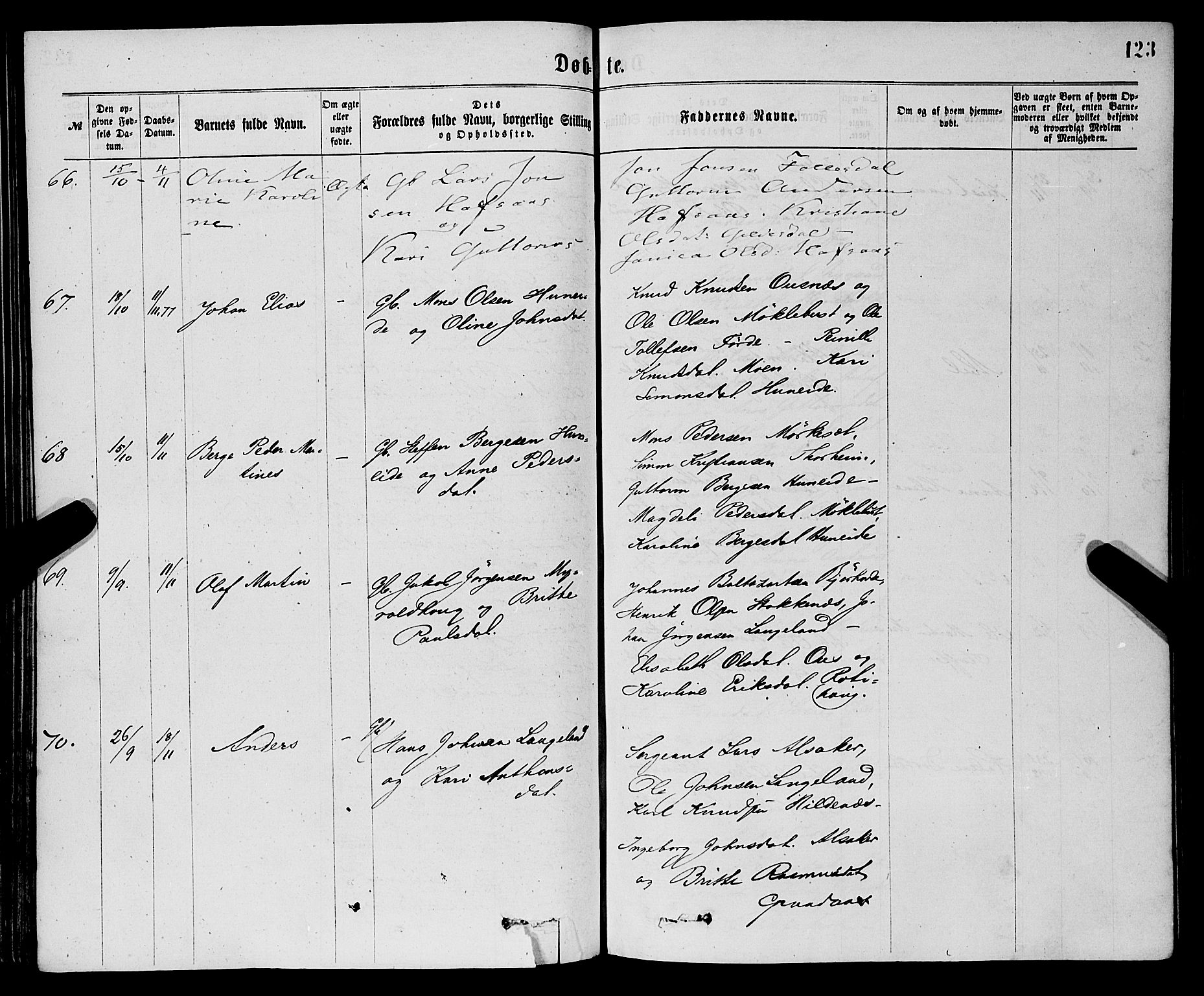 Eid sokneprestembete, AV/SAB-A-82301/H/Haa/Haaa/L0010: Parish register (official) no. A 10, 1867-1878, p. 123