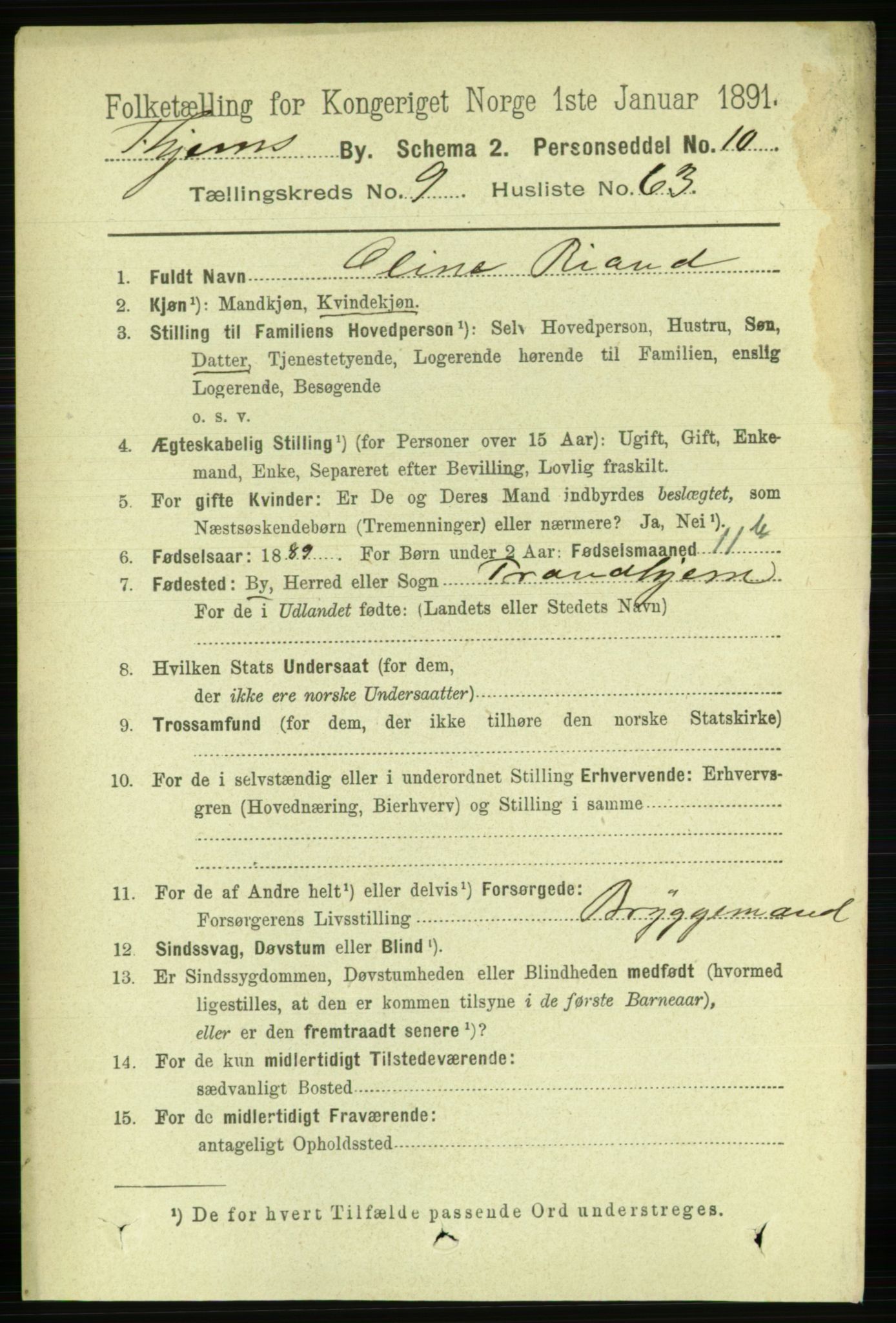 RA, 1891 census for 1601 Trondheim, 1891, p. 8324