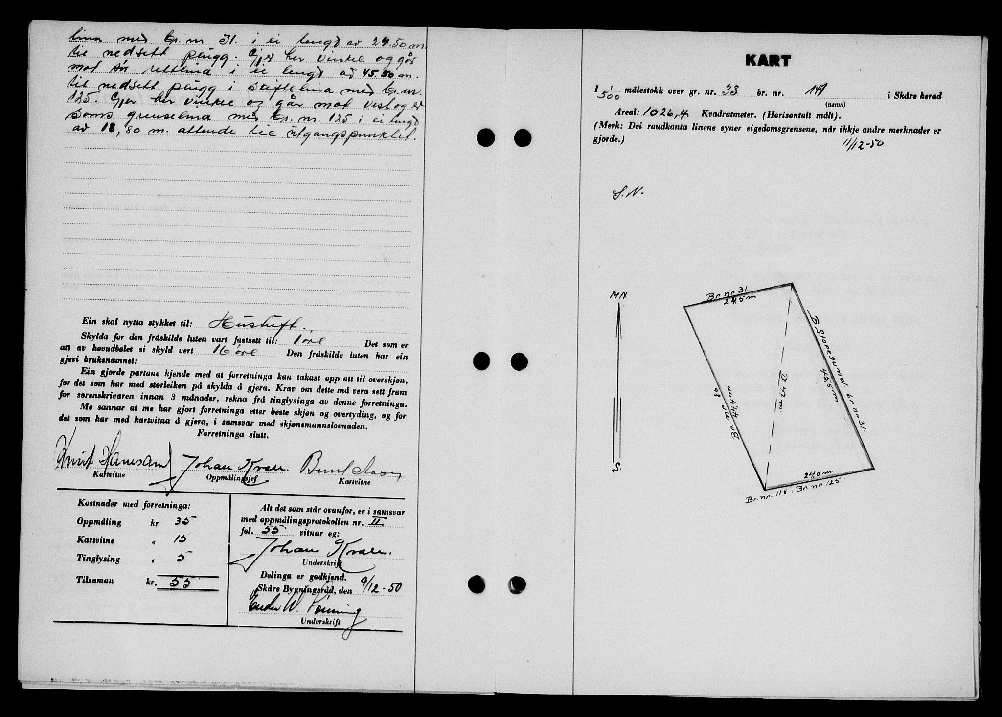 Karmsund sorenskriveri, SAST/A-100311/01/II/IIB/L0101: Mortgage book no. 81A, 1950-1951, Diary no: : 3525/1950