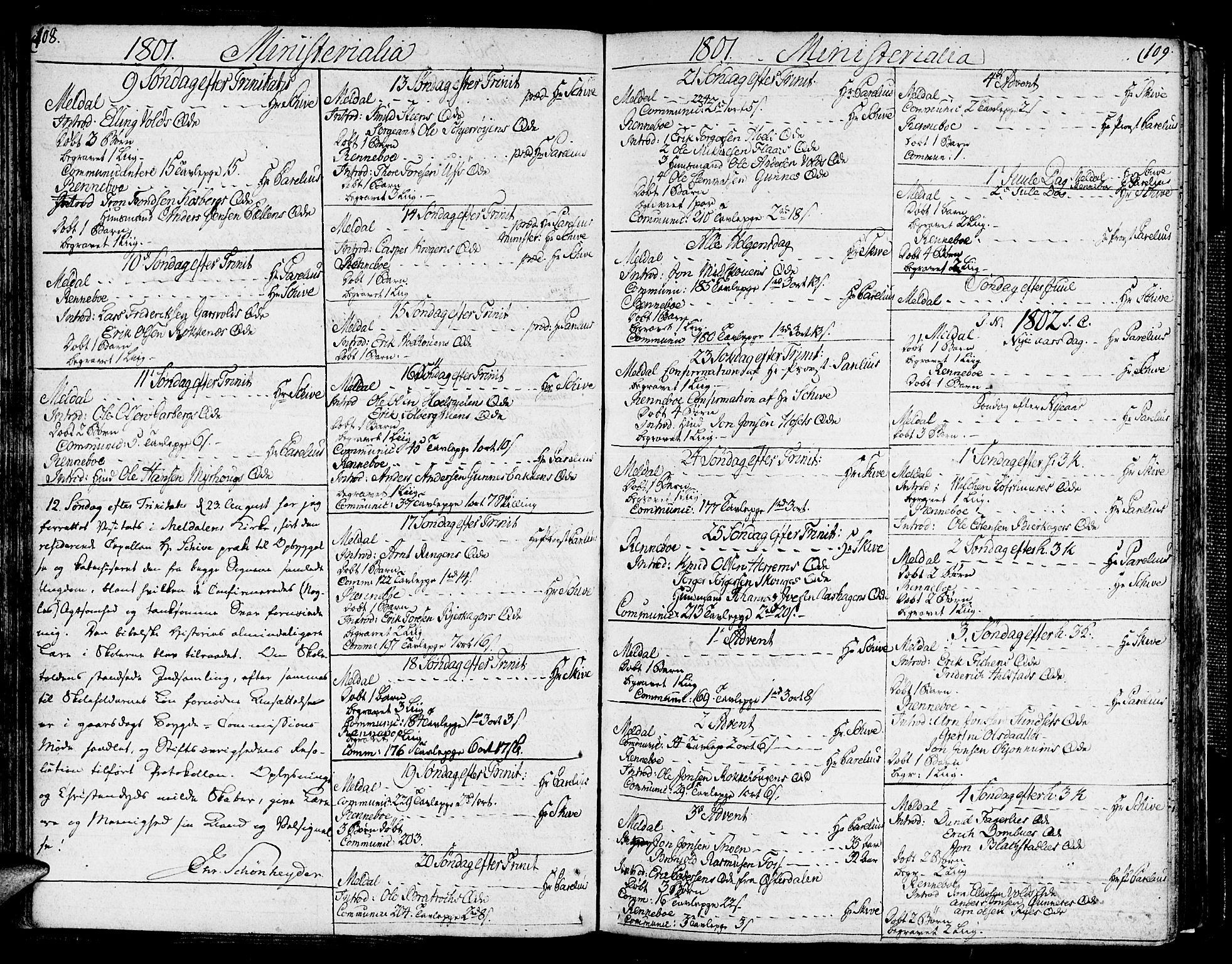Ministerialprotokoller, klokkerbøker og fødselsregistre - Sør-Trøndelag, SAT/A-1456/672/L0852: Parish register (official) no. 672A05, 1776-1815, p. 108-109