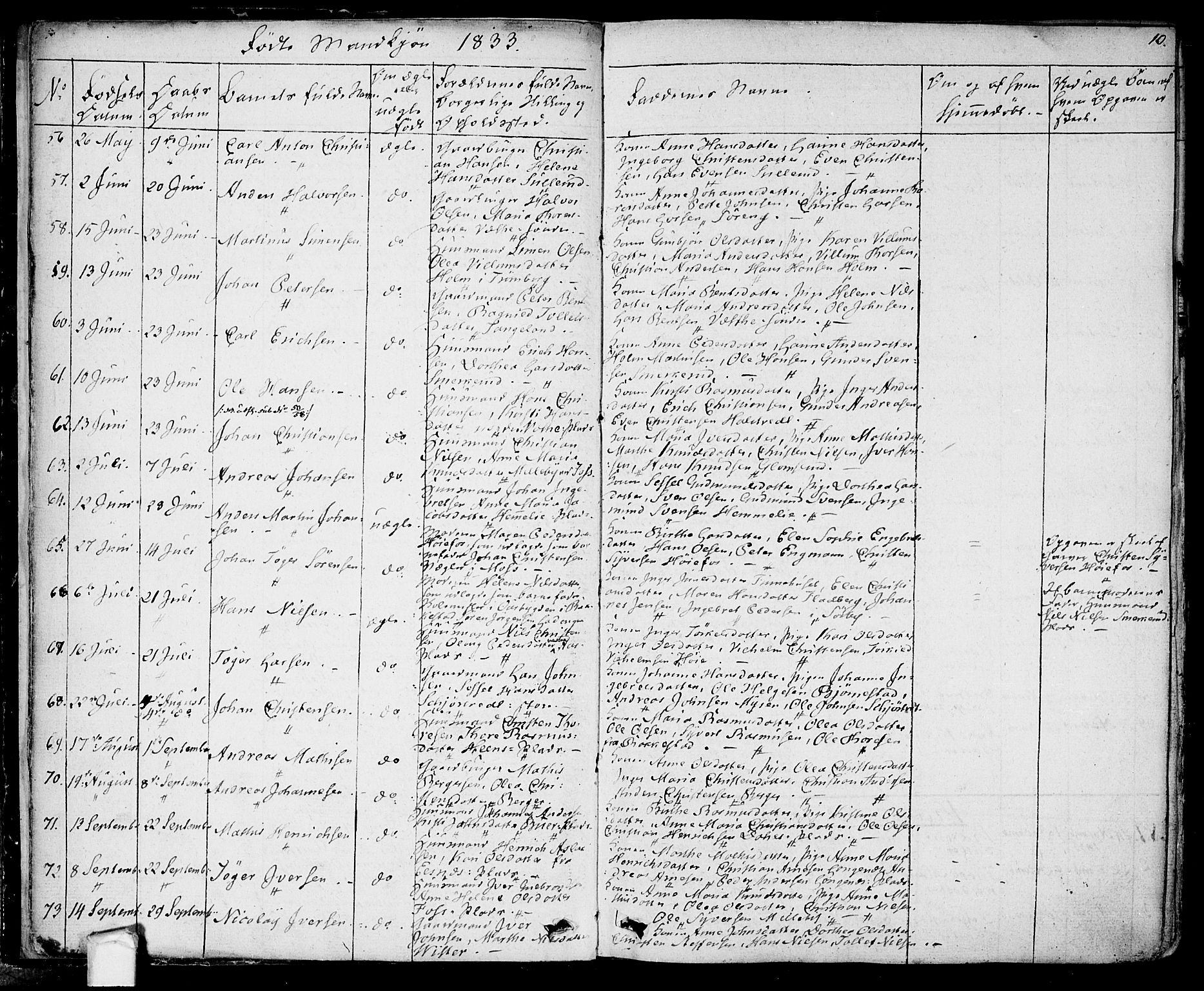 Eidsberg prestekontor Kirkebøker, SAO/A-10905/F/Fa/L0008: Parish register (official) no. I 8, 1832-1848, p. 10