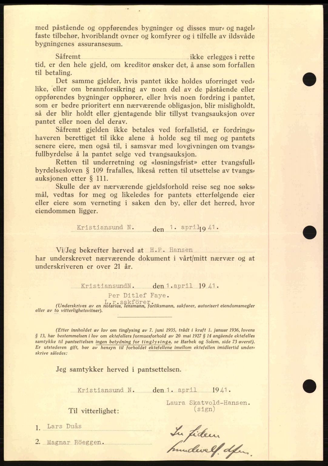 Kristiansund byfogd, SAT/A-4587/A/27: Mortgage book no. 33, 1939-1941, Diary no: : 328/1941