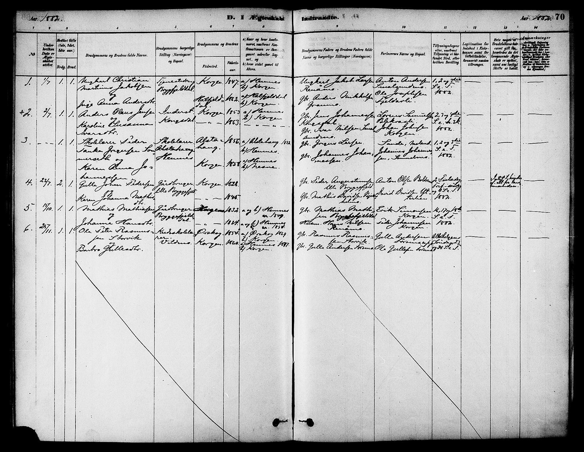 Ministerialprotokoller, klokkerbøker og fødselsregistre - Nordland, AV/SAT-A-1459/826/L0379: Parish register (official) no. 826A02, 1878-1895, p. 70