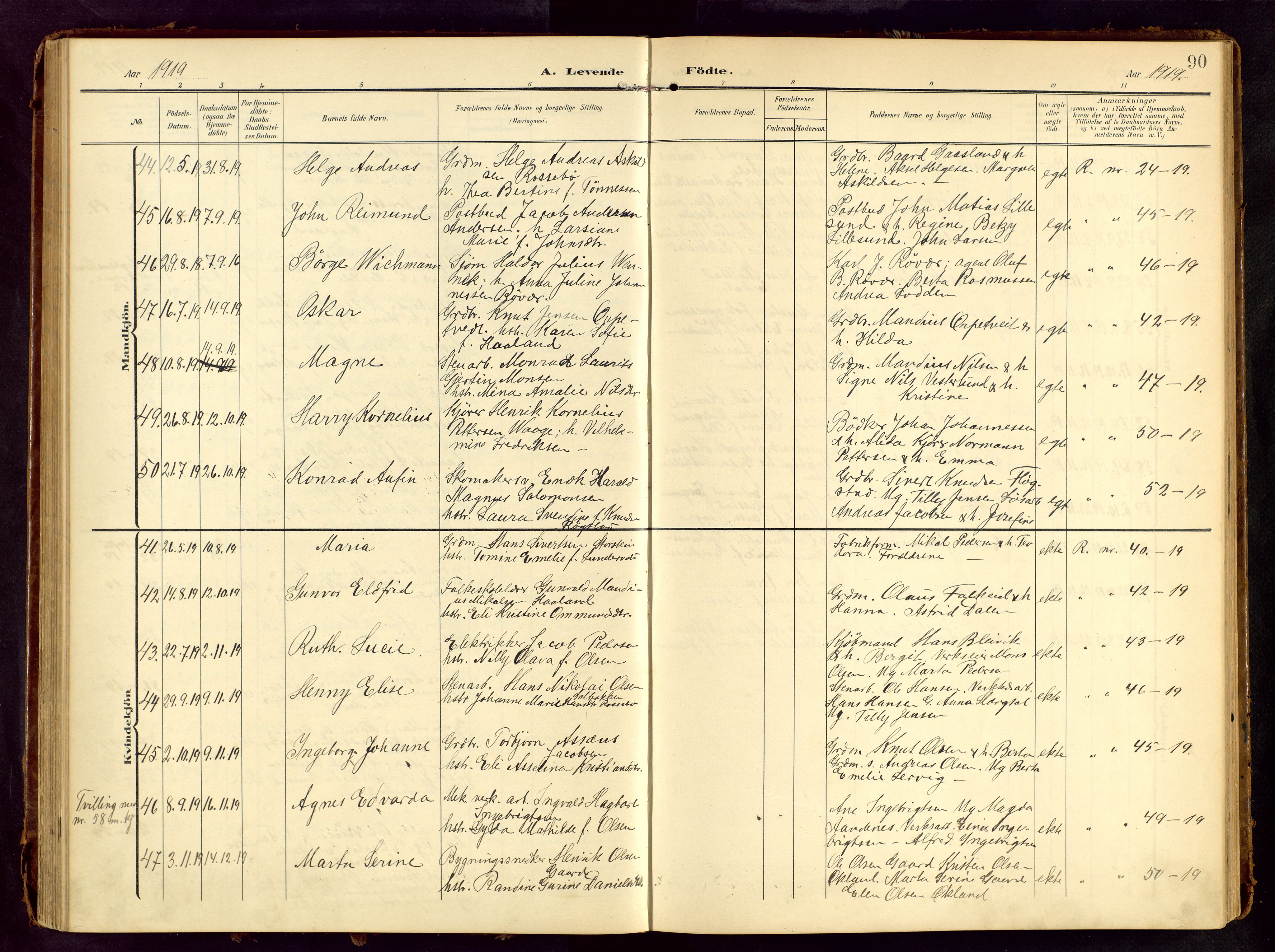 Haugesund sokneprestkontor, AV/SAST-A -101863/H/Ha/Hab/L0006: Parish register (copy) no. B 6, 1906-1944, p. 90