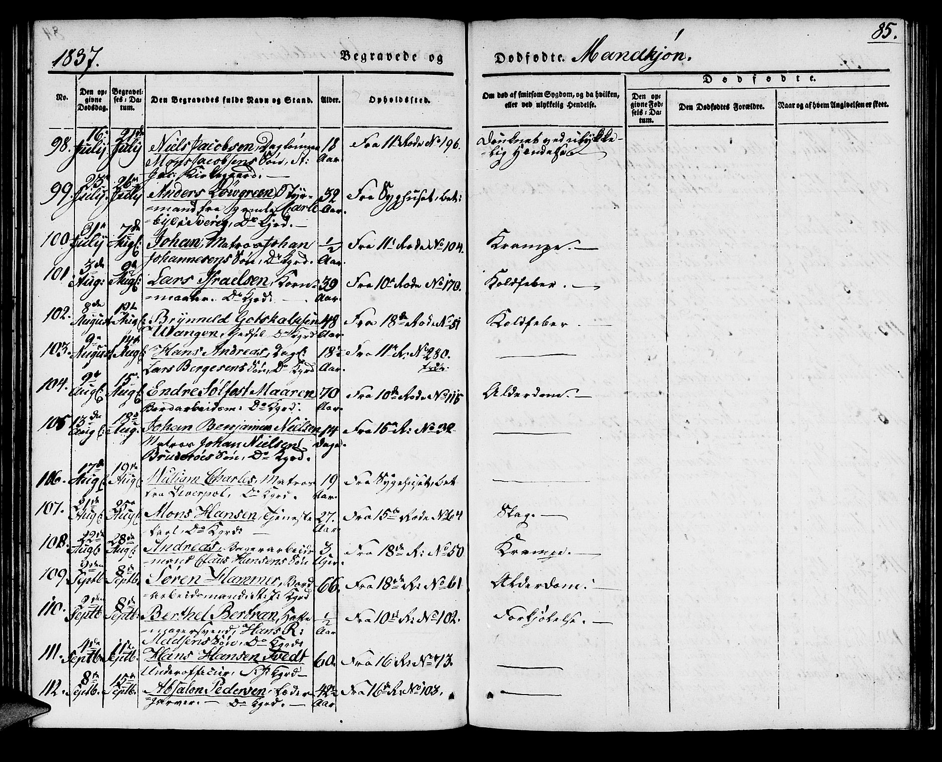 Domkirken sokneprestembete, AV/SAB-A-74801/H/Haa/L0015: Parish register (official) no. A 14, 1835-1840, p. 85