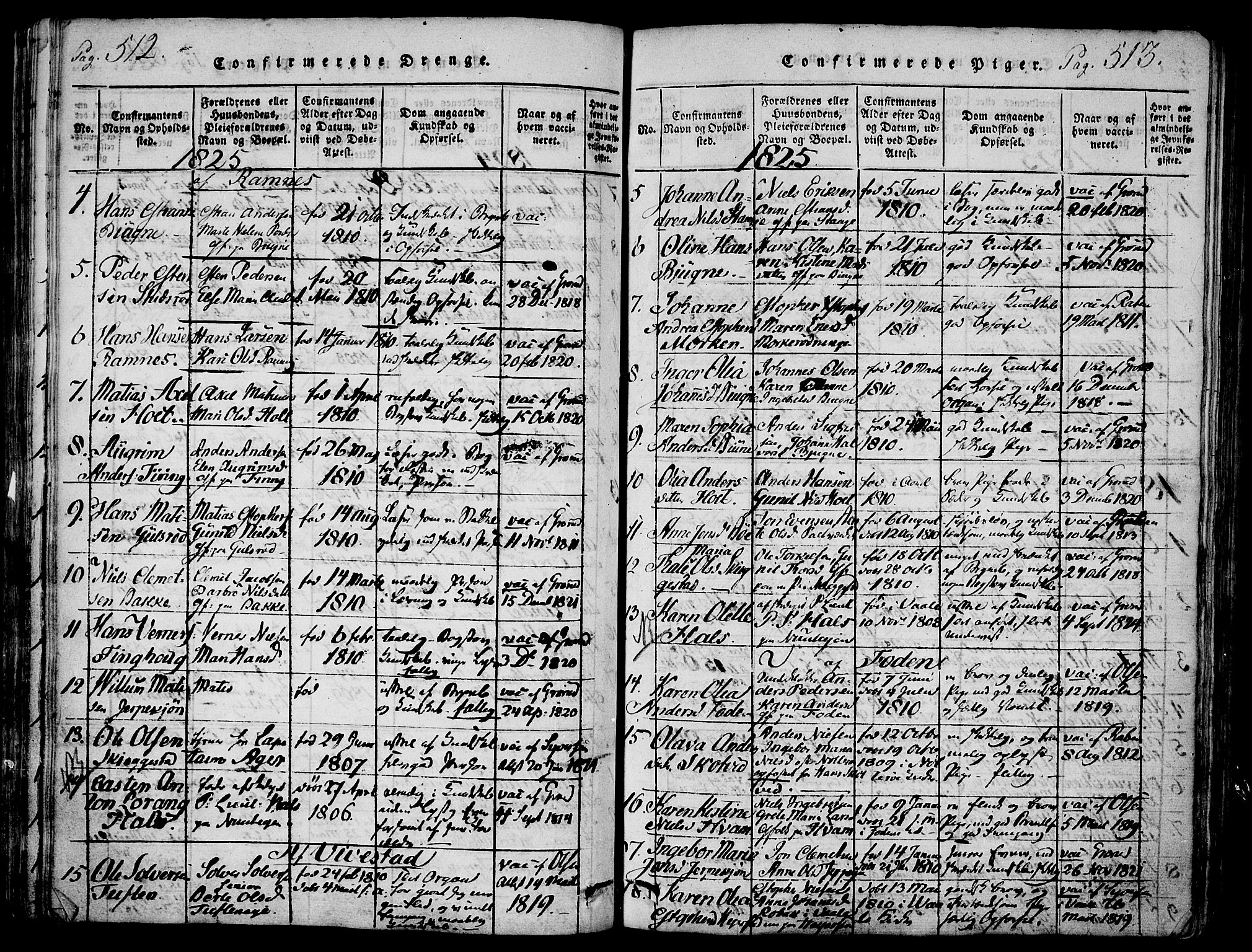 Ramnes kirkebøker, AV/SAKO-A-314/F/Fa/L0004: Parish register (official) no. I 4, 1813-1840, p. 512-513