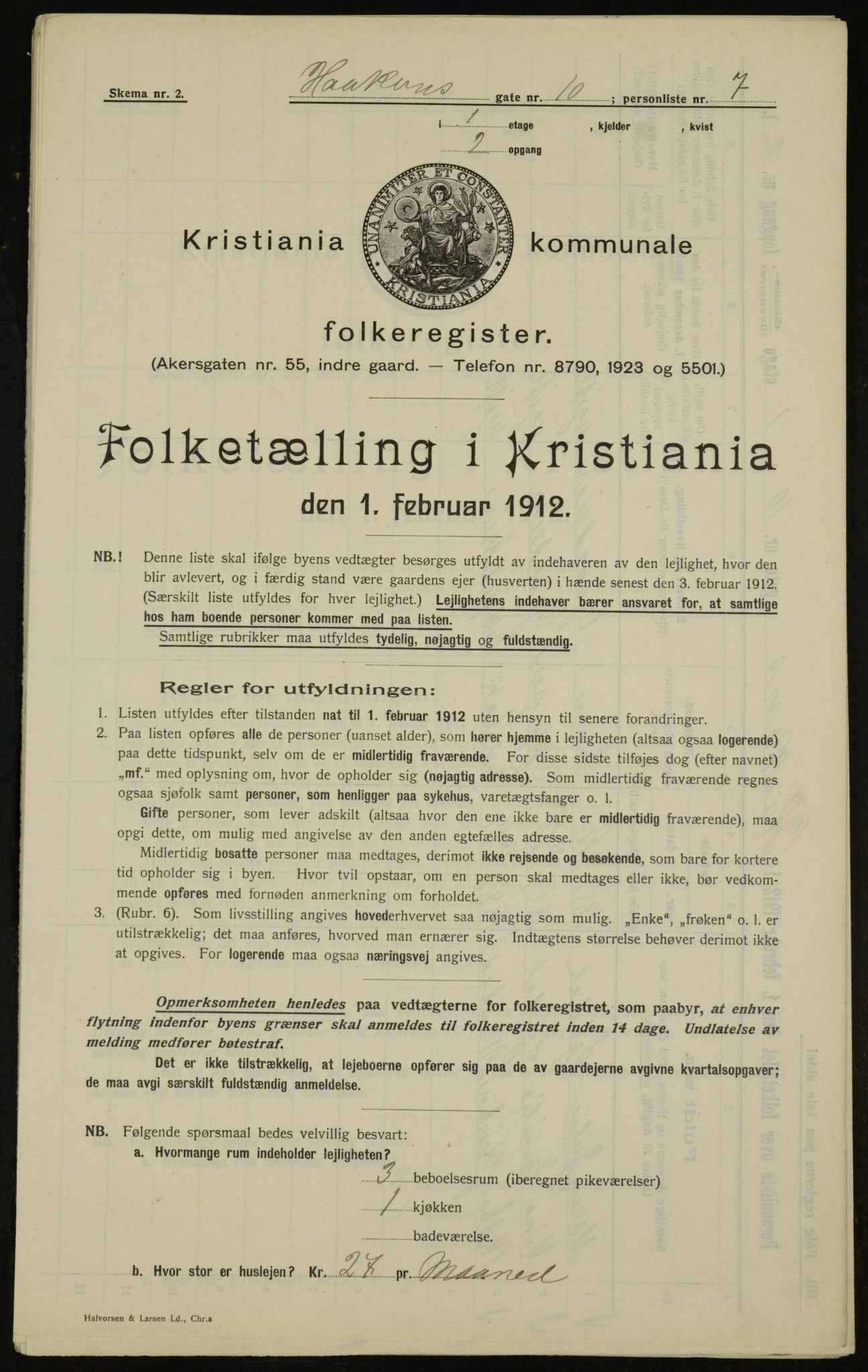 OBA, Municipal Census 1912 for Kristiania, 1912, p. 43124