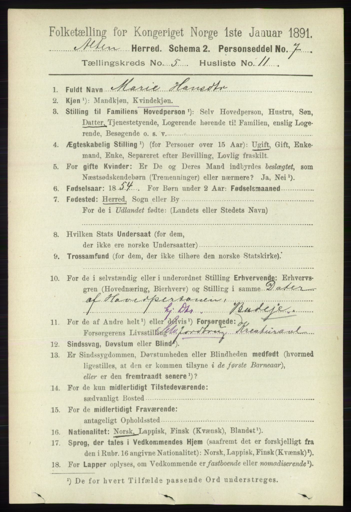 RA, 1891 census for 2012 Alta, 1891, p. 1709