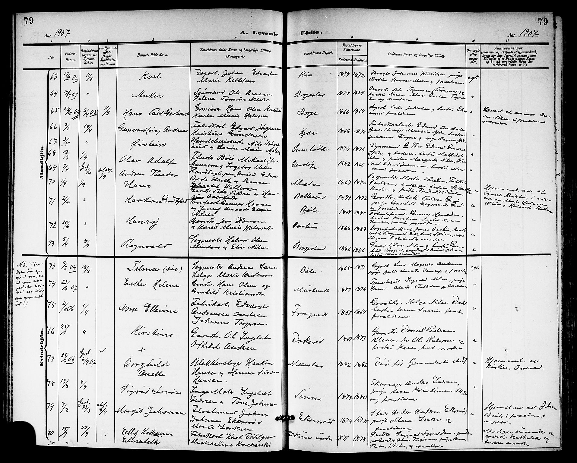 Gjerpen kirkebøker, SAKO/A-265/G/Ga/L0003: Parish register (copy) no. I 3, 1901-1919, p. 79