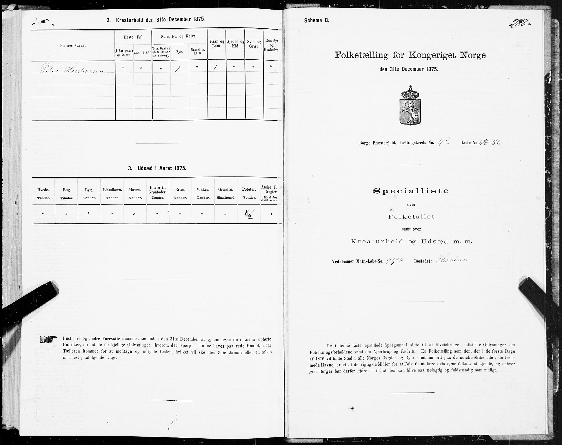 SAT, 1875 census for 1862P Borge, 1875, p. 3288