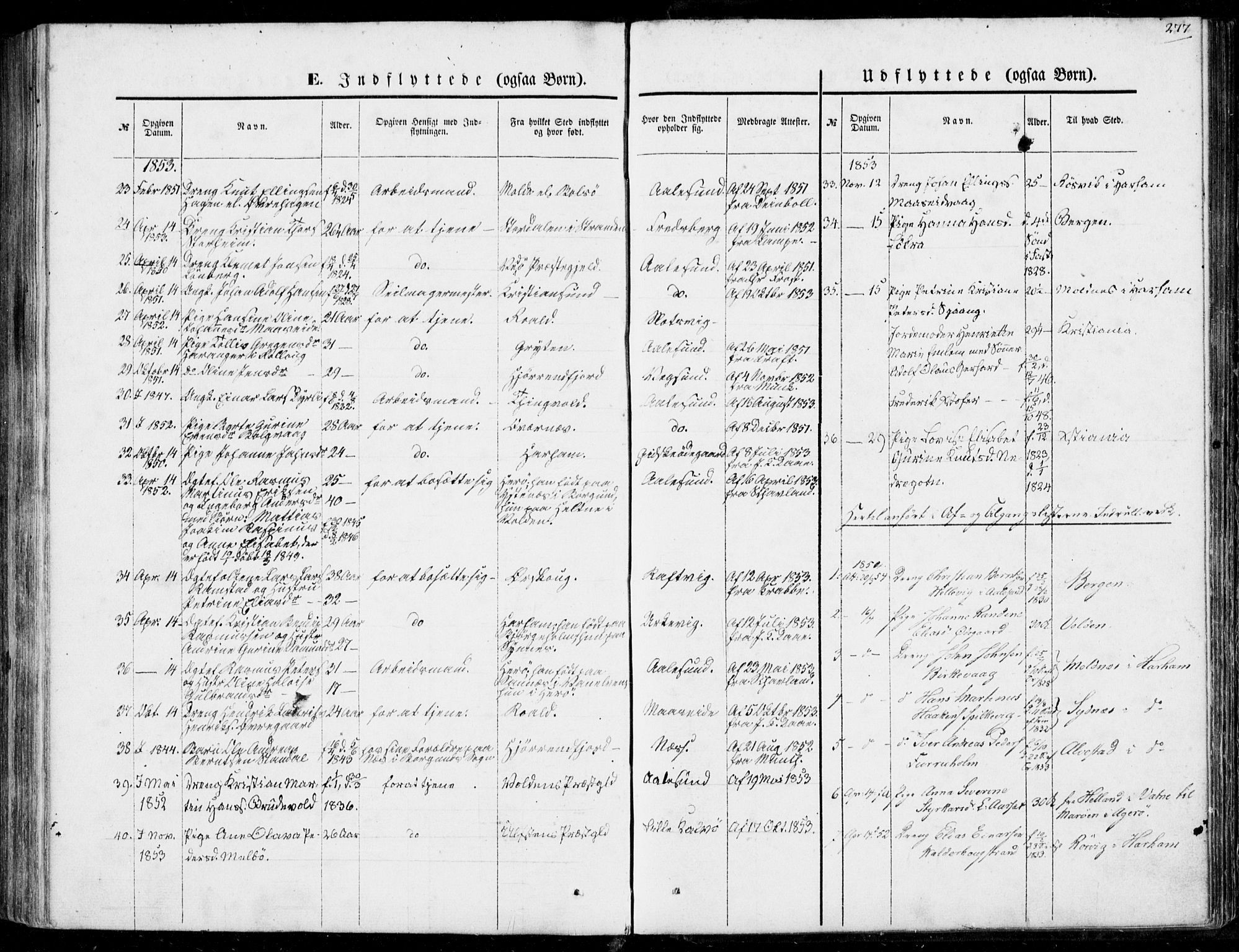 Ministerialprotokoller, klokkerbøker og fødselsregistre - Møre og Romsdal, AV/SAT-A-1454/528/L0397: Parish register (official) no. 528A08, 1848-1858, p. 277