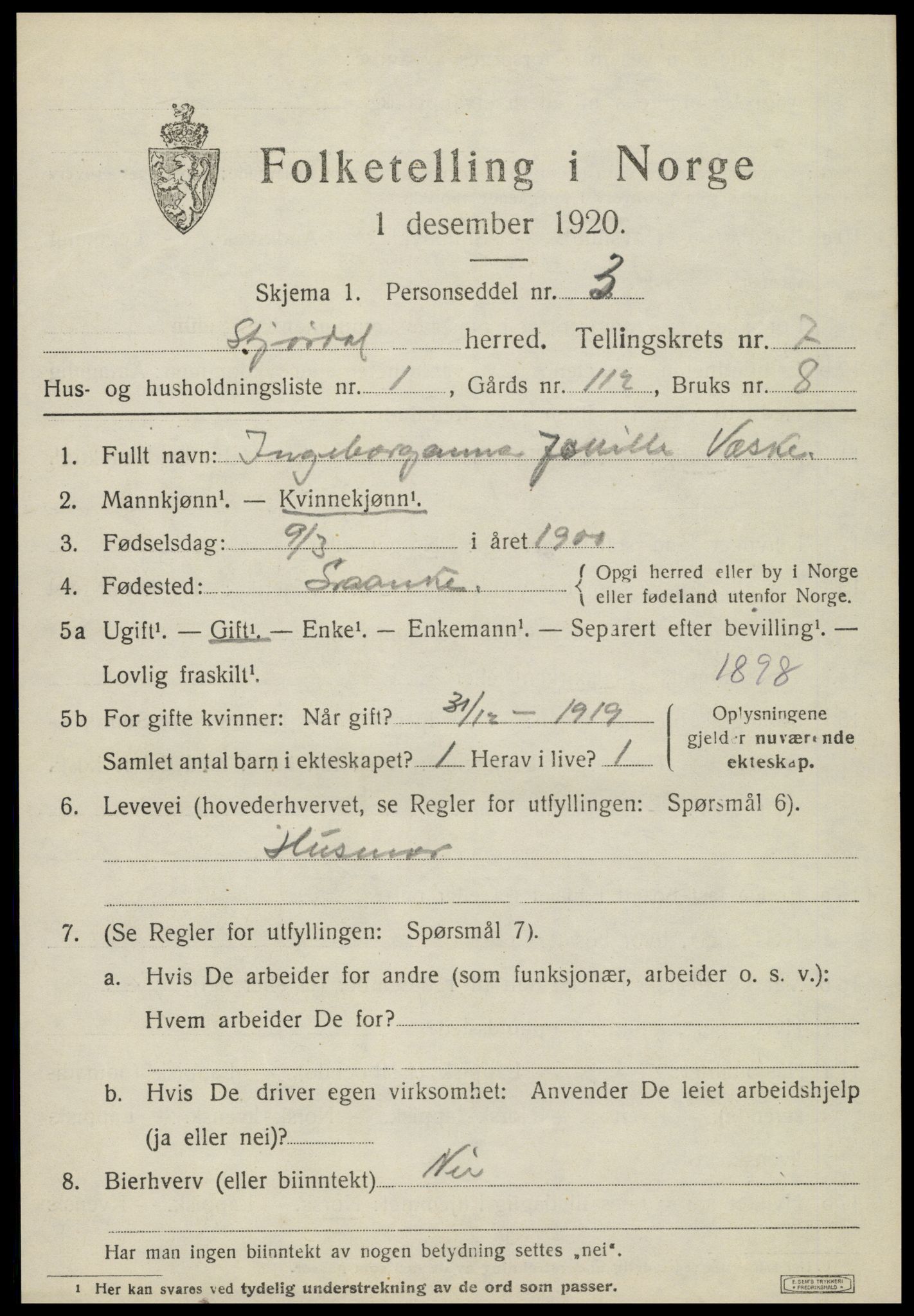 SAT, 1920 census for Stjørdal, 1920, p. 7178