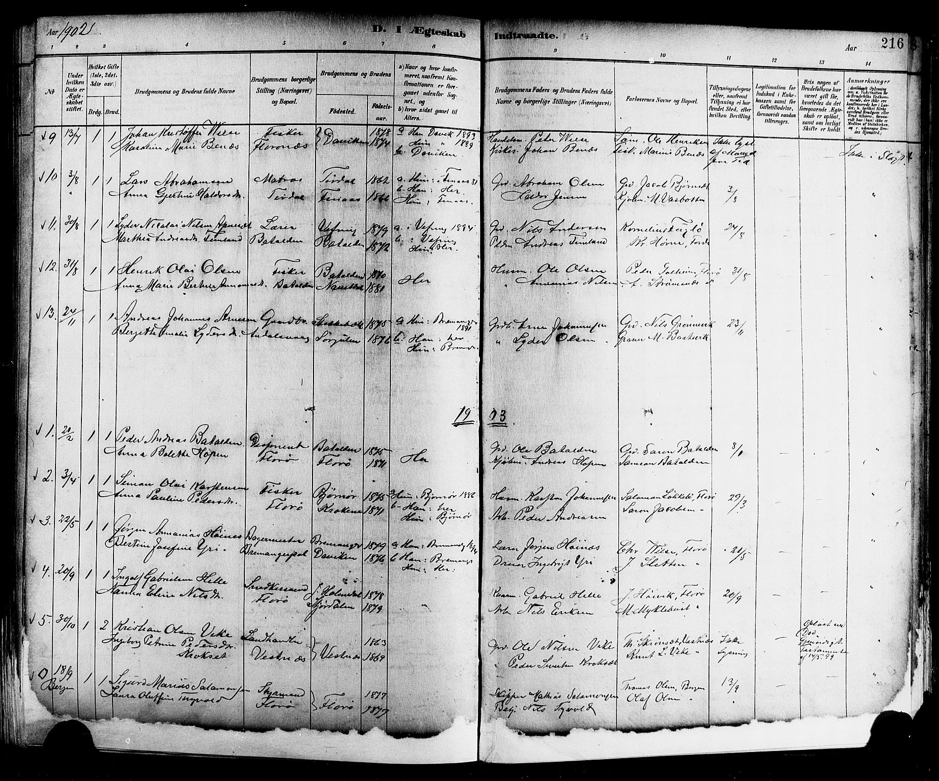 Kinn sokneprestembete, AV/SAB-A-80801/H/Hab/Haba/L0002: Parish register (copy) no. A 2, 1882-1906, p. 216