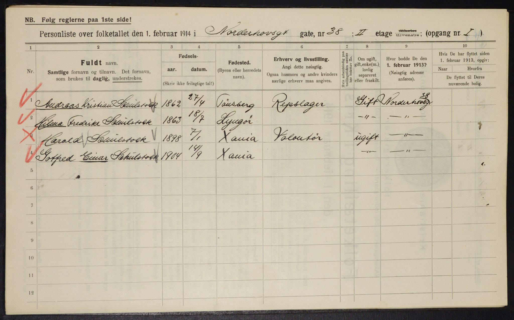 OBA, Municipal Census 1914 for Kristiania, 1914, p. 73025