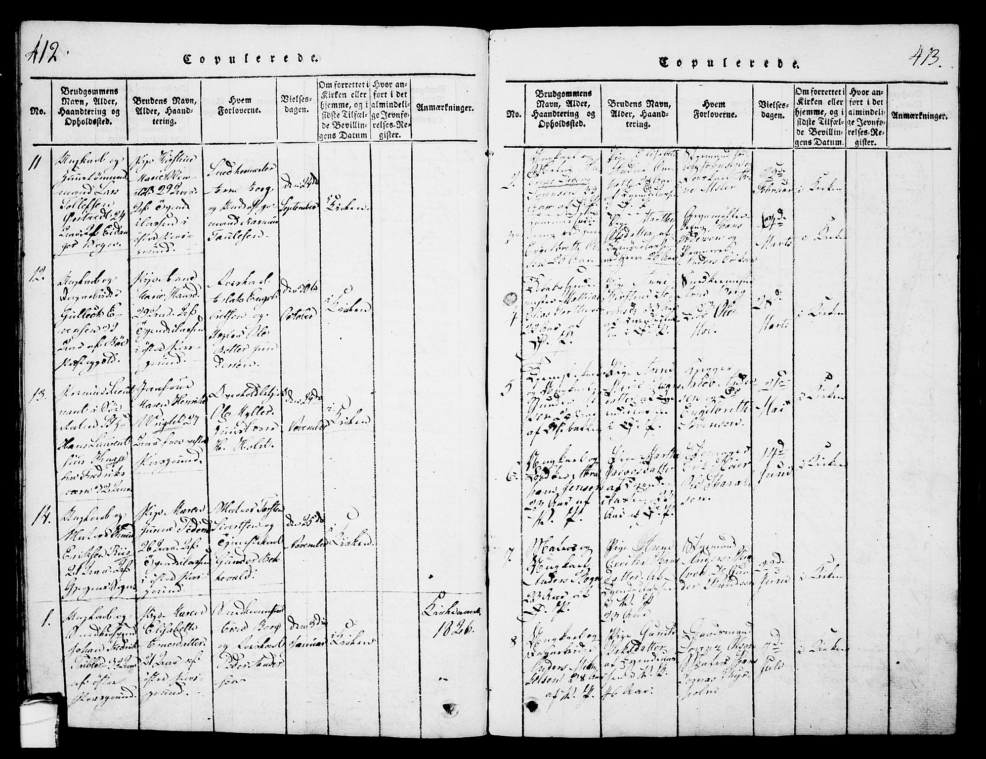 Porsgrunn kirkebøker , SAKO/A-104/G/Gb/L0001: Parish register (copy) no. II 1, 1817-1828, p. 412-413