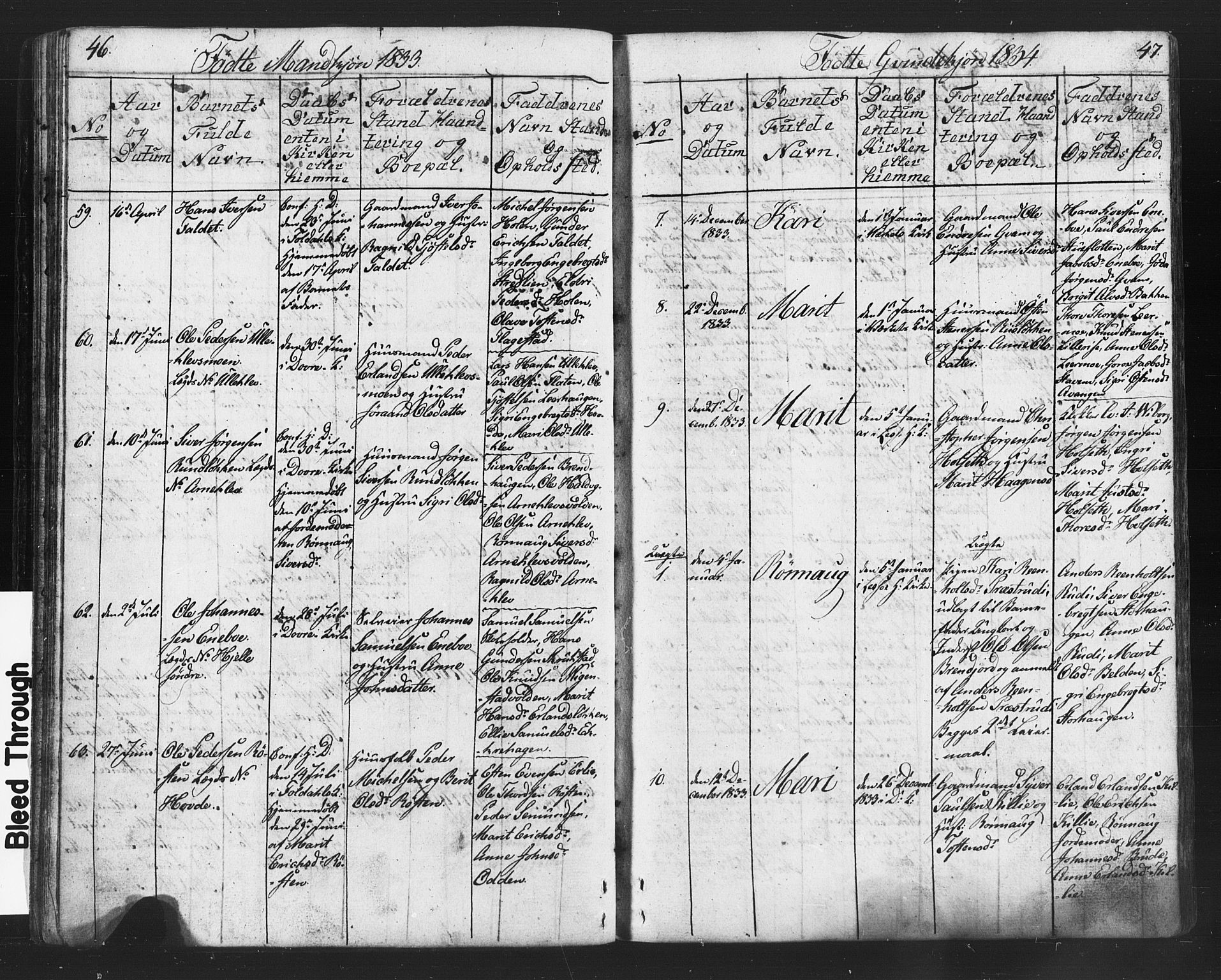 Lesja prestekontor, SAH/PREST-068/H/Ha/Hab/L0002: Parish register (copy) no. 2, 1832-1850, p. 46-47