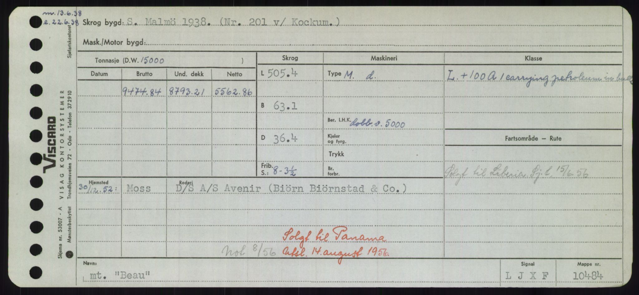 Sjøfartsdirektoratet med forløpere, Skipsmålingen, AV/RA-S-1627/H/Hd/L0003: Fartøy, B-Bev, p. 431